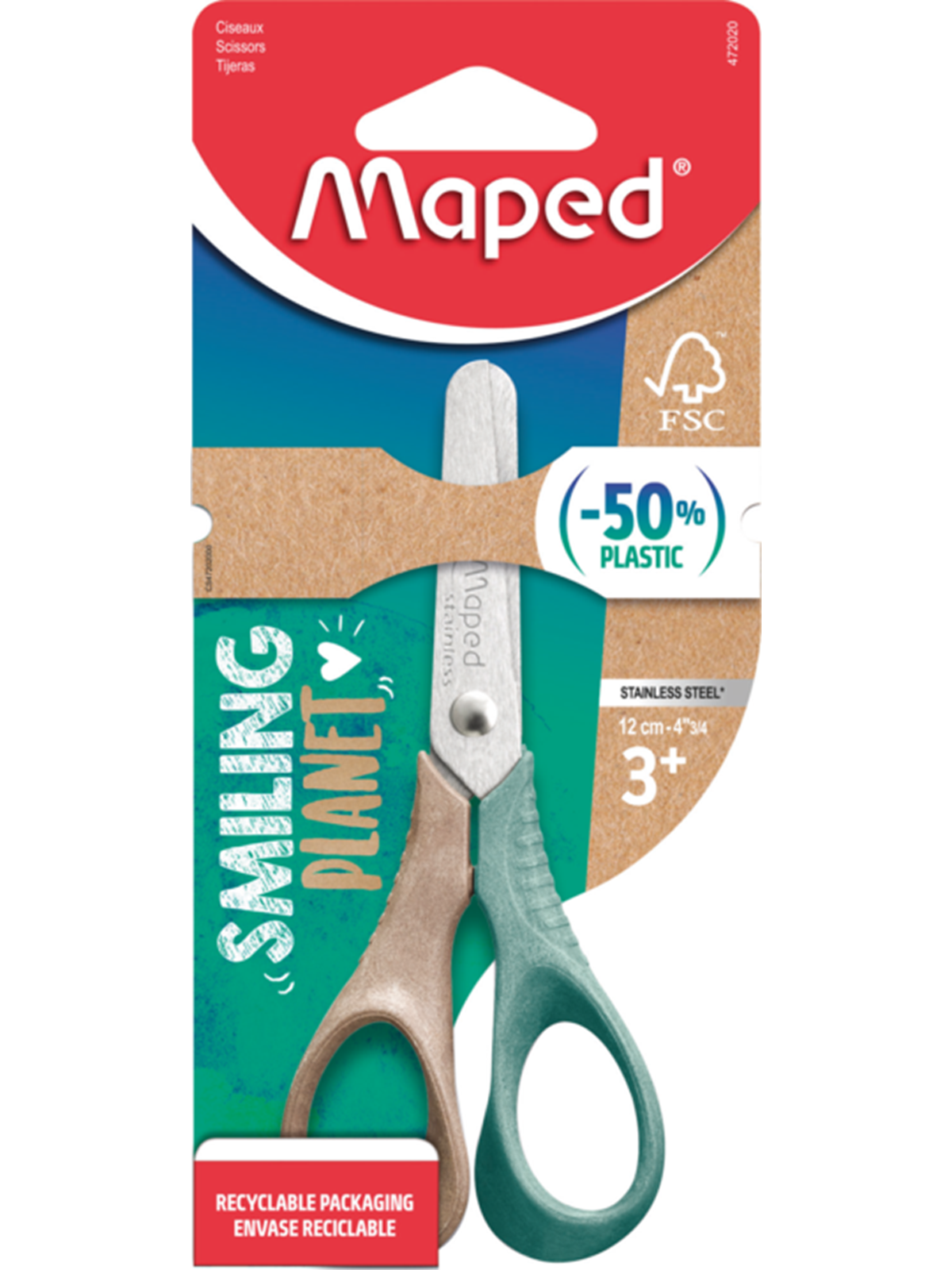 Maped Smiling Planet Scissor 12 cm. Parts of Fsc Wood Fibre - Schreibtischzubehoer - 472020