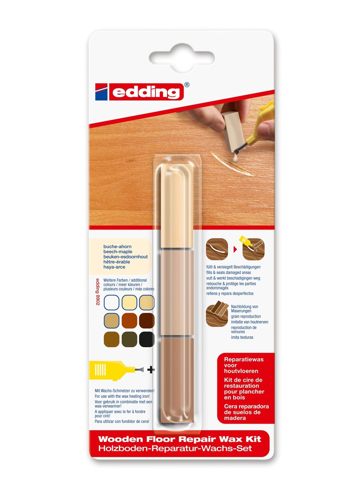 Edding E-8902 Wooden Floor Repair Wax Kit Beech/maple - Haus Garten - 4-8902-1-4611