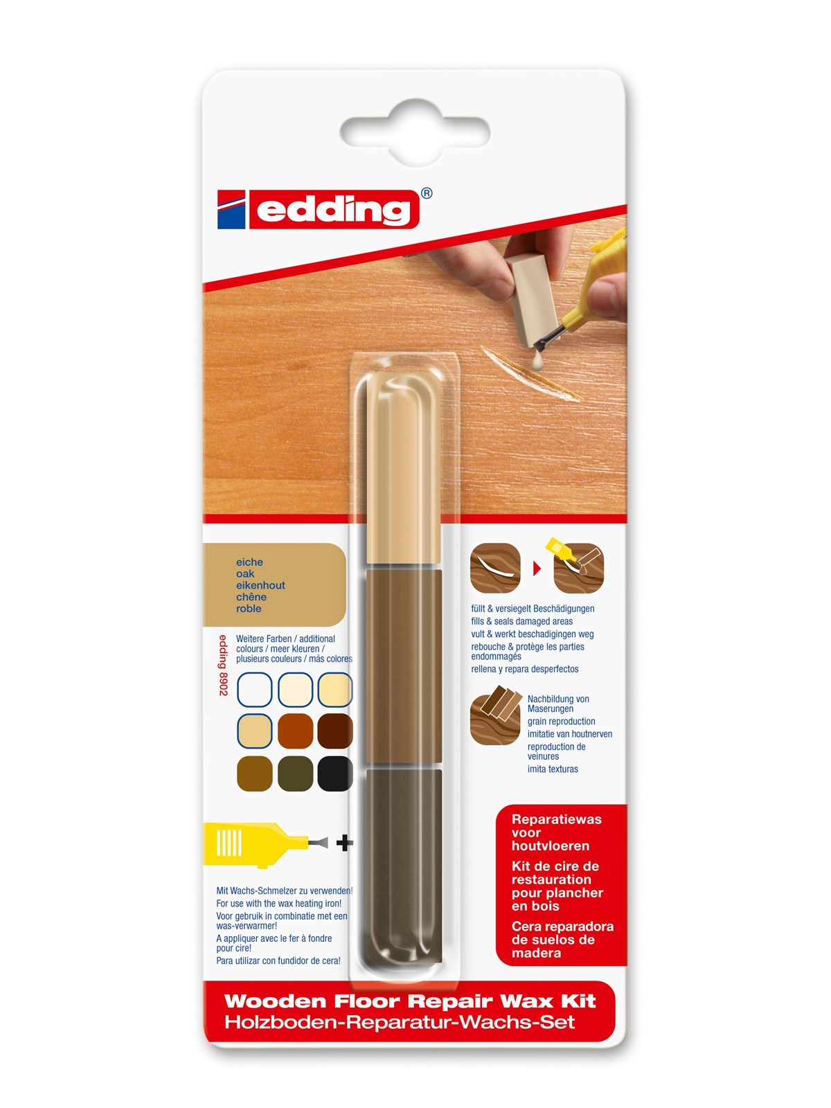 Edding E-8902 Wooden Floor Repair Wax Kit Oak - Haus Garten - 4-8902-1-4603