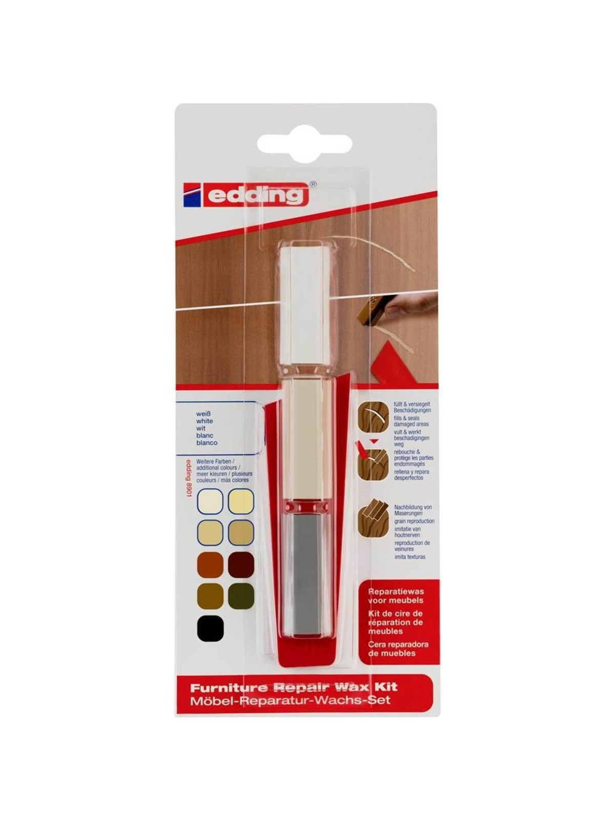 Edding E-8901 Furniture Repair Wax Kit White - Haus Garten - 4-8901-1-4049