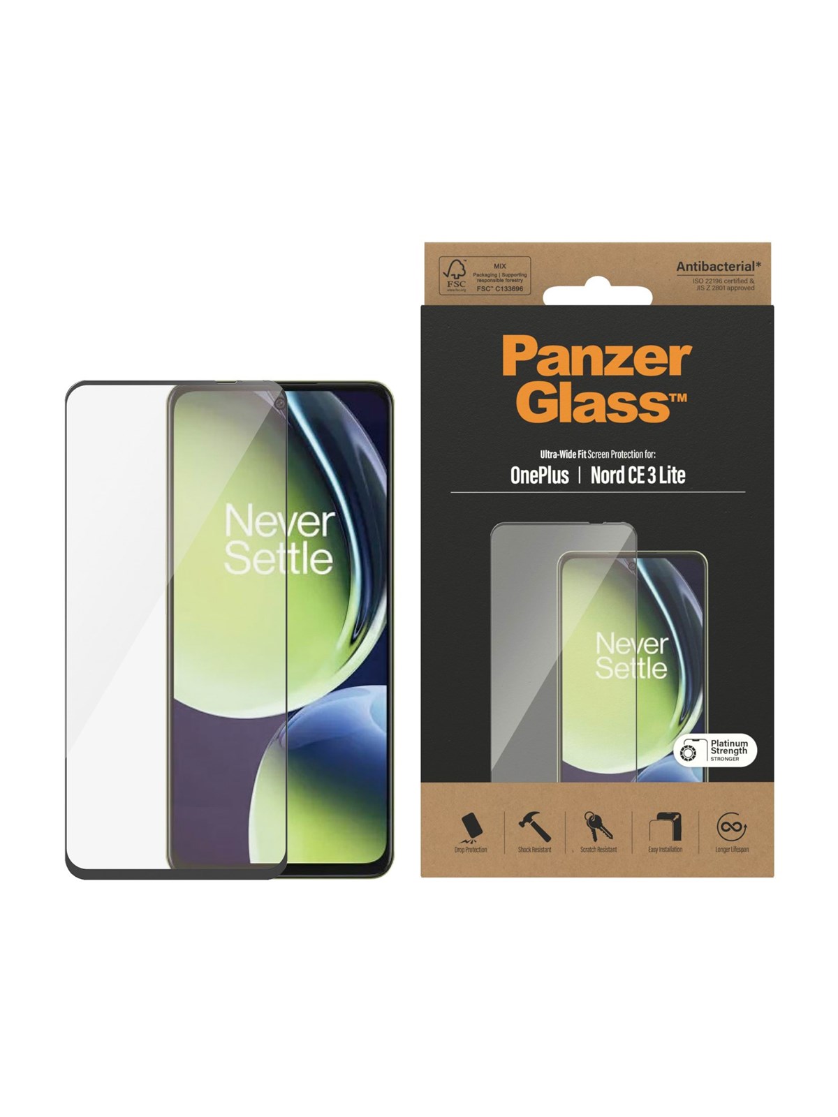 Panzerglass Screen Protector Oneplus Nord CE 3 Lite | Ultra-wide Fit - Handys Schutzfolie - Panzer7029