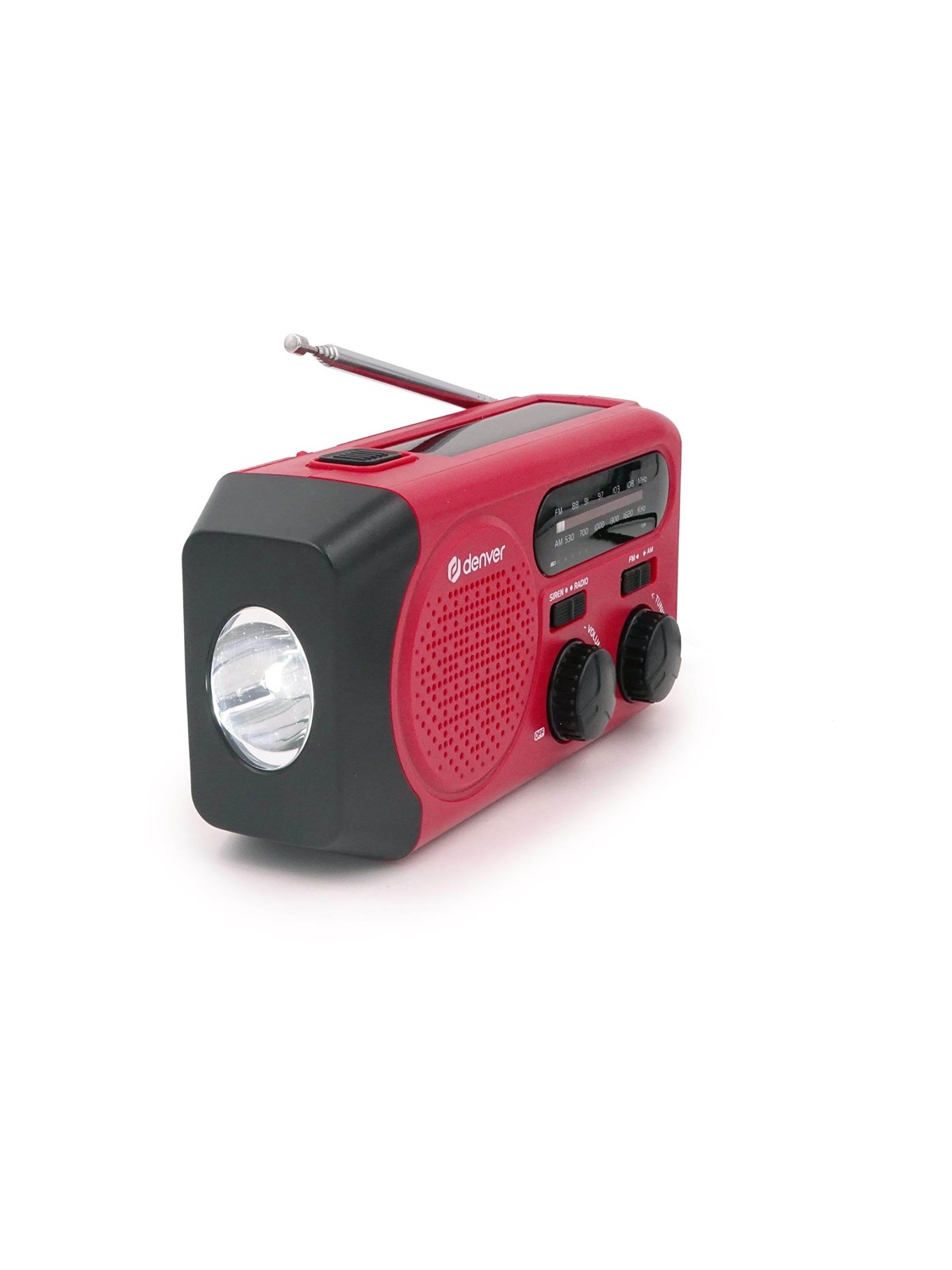 Denver Scr-2010 - Emergency Radio - Solar - Dynamo - 2000mah Powerbank - Am/fm - Rot - Dab Netzwerk Und Radiowecker
