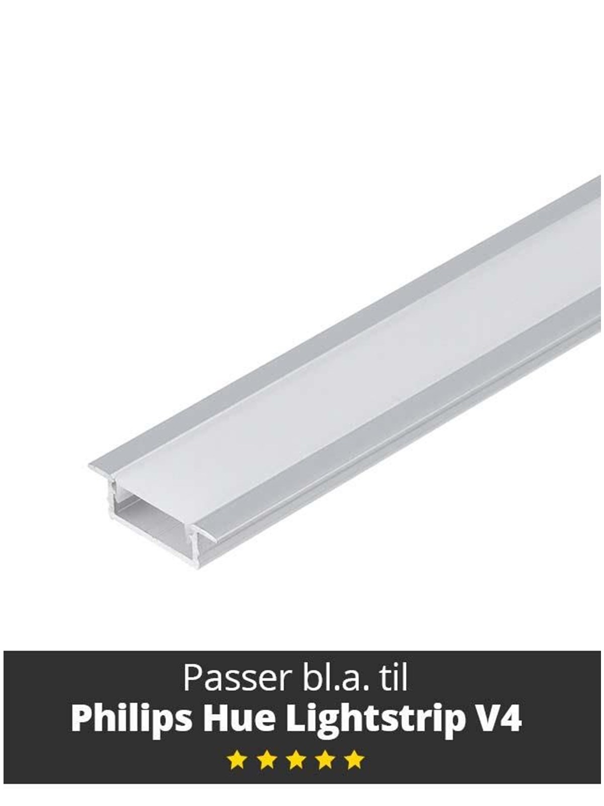 Light Solutions Aluminiumsprofil - Model G Til Philips Hue og Wiz - Alu - Smart Home - 5714255008135