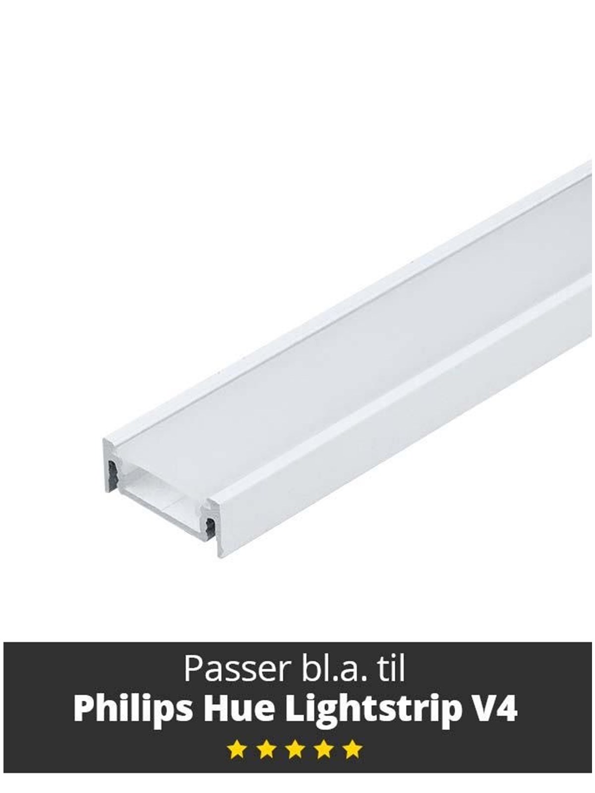 Light Solutions Aluminiumsprofil - Model S Til Philips Hue og Wiz - Hvid - Smart Home - 5714255008050