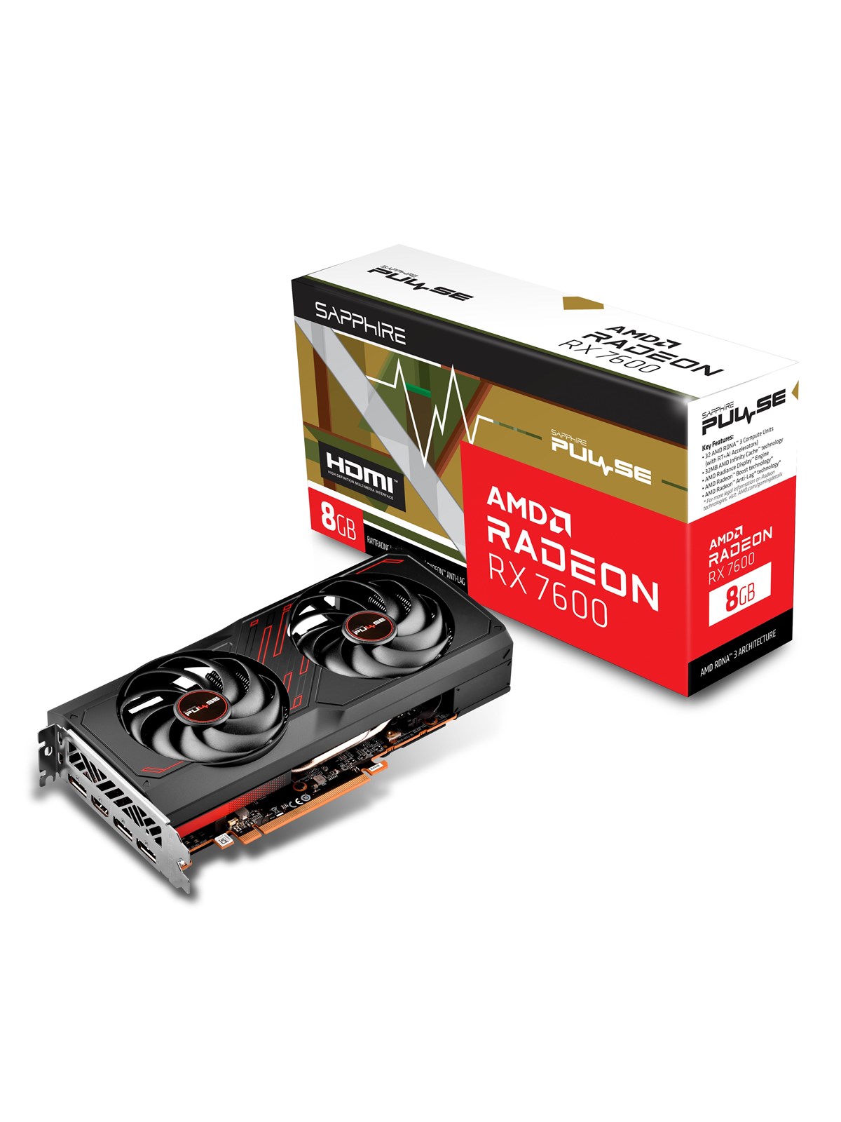 Sapphire Radeon RX 7600 Pulse - 8gb Gddr6 Ram - Grafikkarte - 11324-01-20g