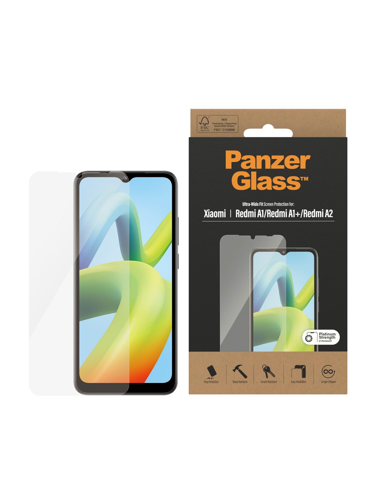 Panzerglass Screen Protector Xiaomi Redmi A1 | A1+ | A2 | Ultra-wide Fit - Handys Schutzfolie - Panzer8067