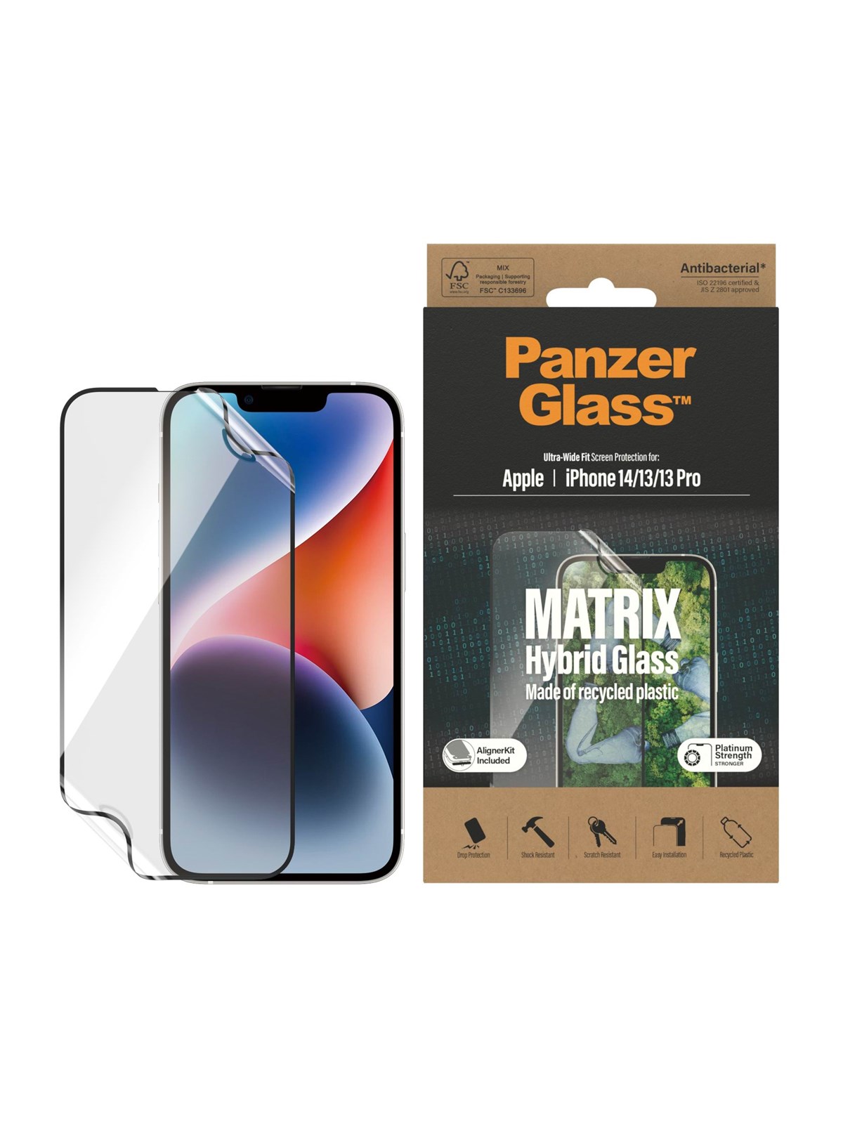 Panzerglass Matrix Screen Protector Apple Iphone 14 | 13 Pro | 13 | Ultra-wide Fit w. Alignerkit - Handys Schutzfolie - Panzer2801