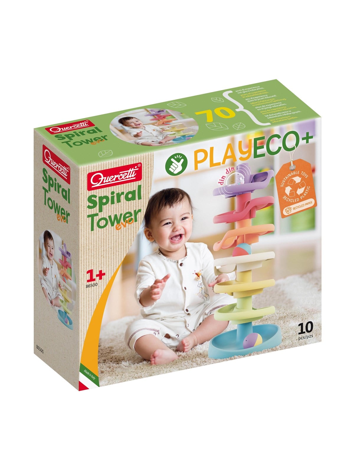 Quercetti Play Eco Ball Tower 10 Pcs. - Baby Spielzeug - Qu-86500