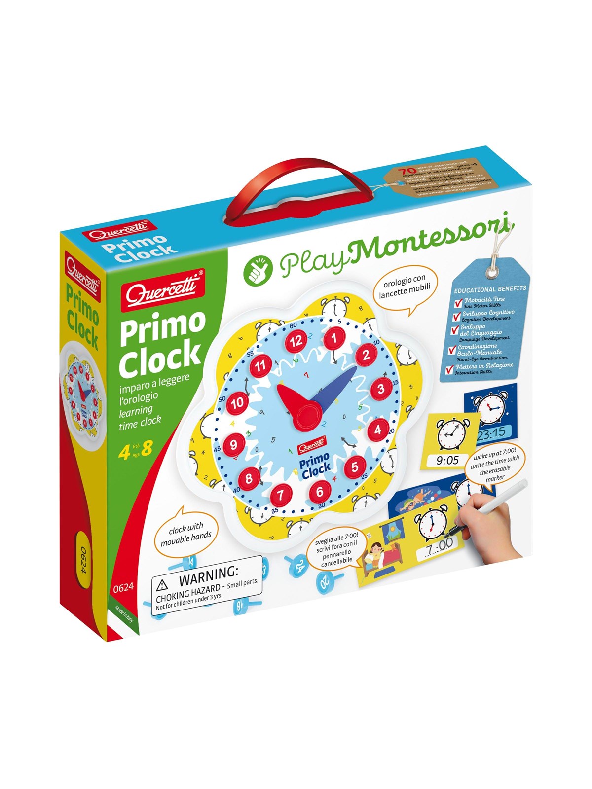 Quercetti Play Montessori Primo Clock - Baby Spielzeug - Qu-0624