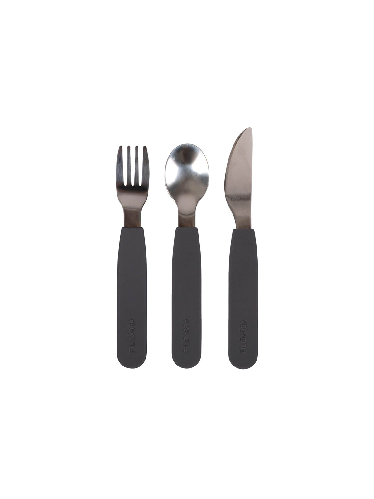 Filibabba Silicone Cutlery Set - Stone Grey - Babypflege - Fi-02290