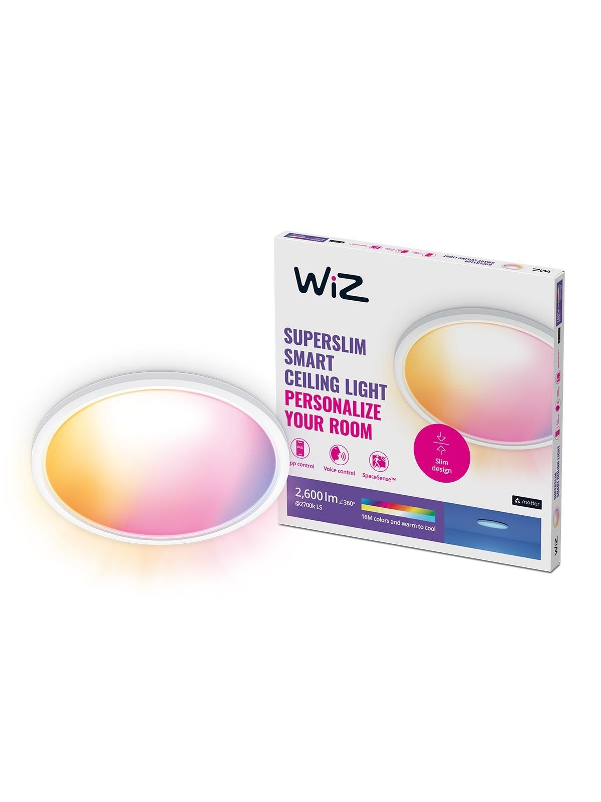 Wiz Super Slim Deckenlampe - 22 W - Rgb - Weiß - Smart Home - 929003300901