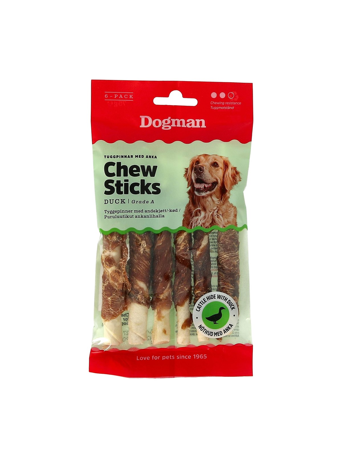 Dogman Kaustangen Umwickelt Mit Ente 12cm (6er-pack) - Hunde - 310235