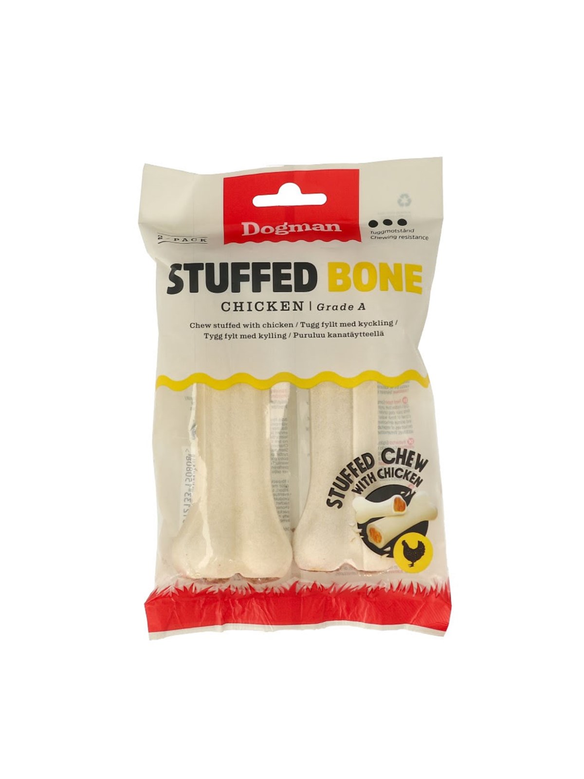 Dogman Mit Huhn Gefüllte Rinderhaut-kauknochen 12.5cm (2er-pack) - Hunde - 315080