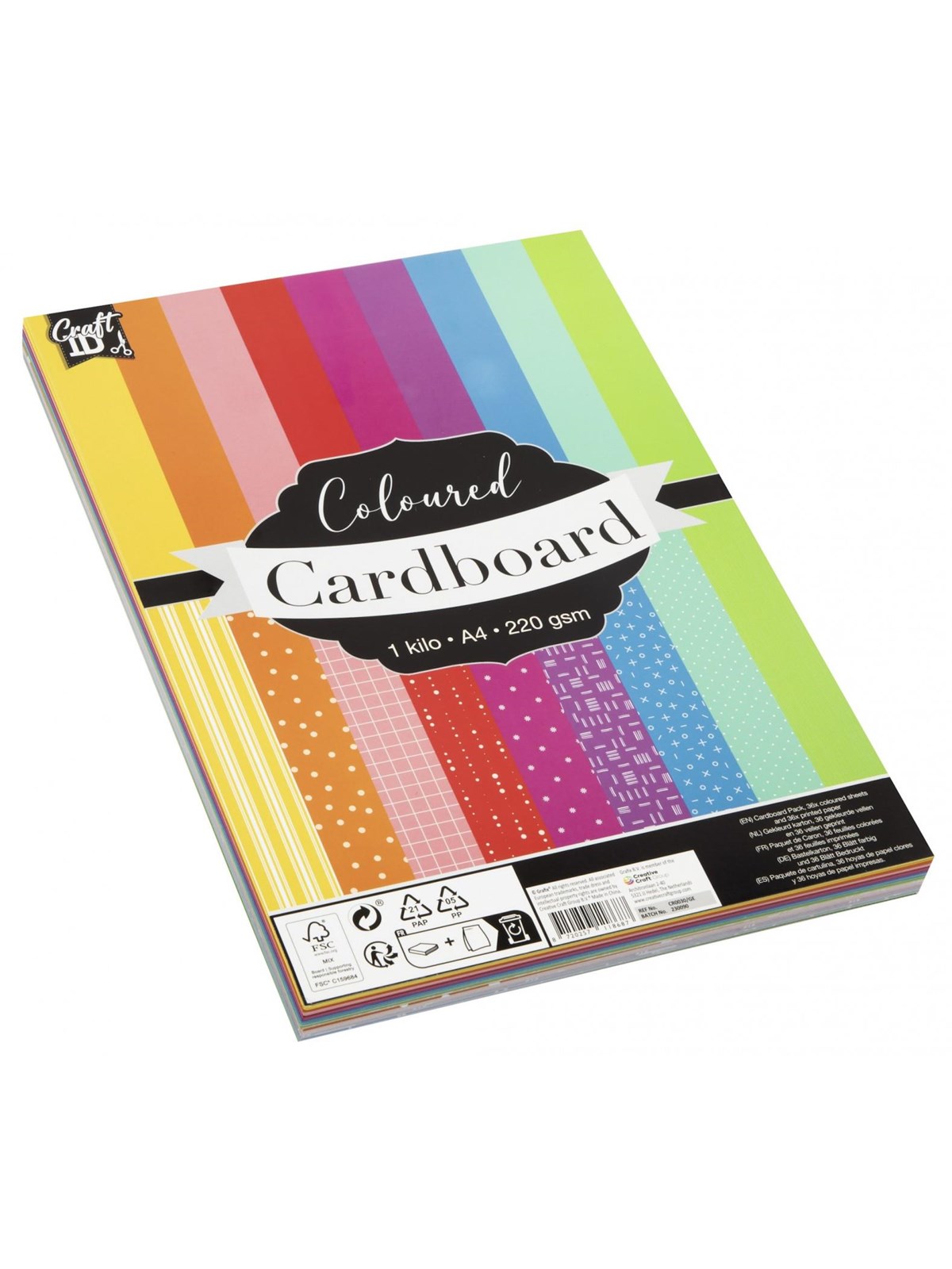 Craft Sensations Cardboard A4 1 Kilo 220g. Ass Colors - Kunst Handwerk Ausstattung - Cr0030/ge