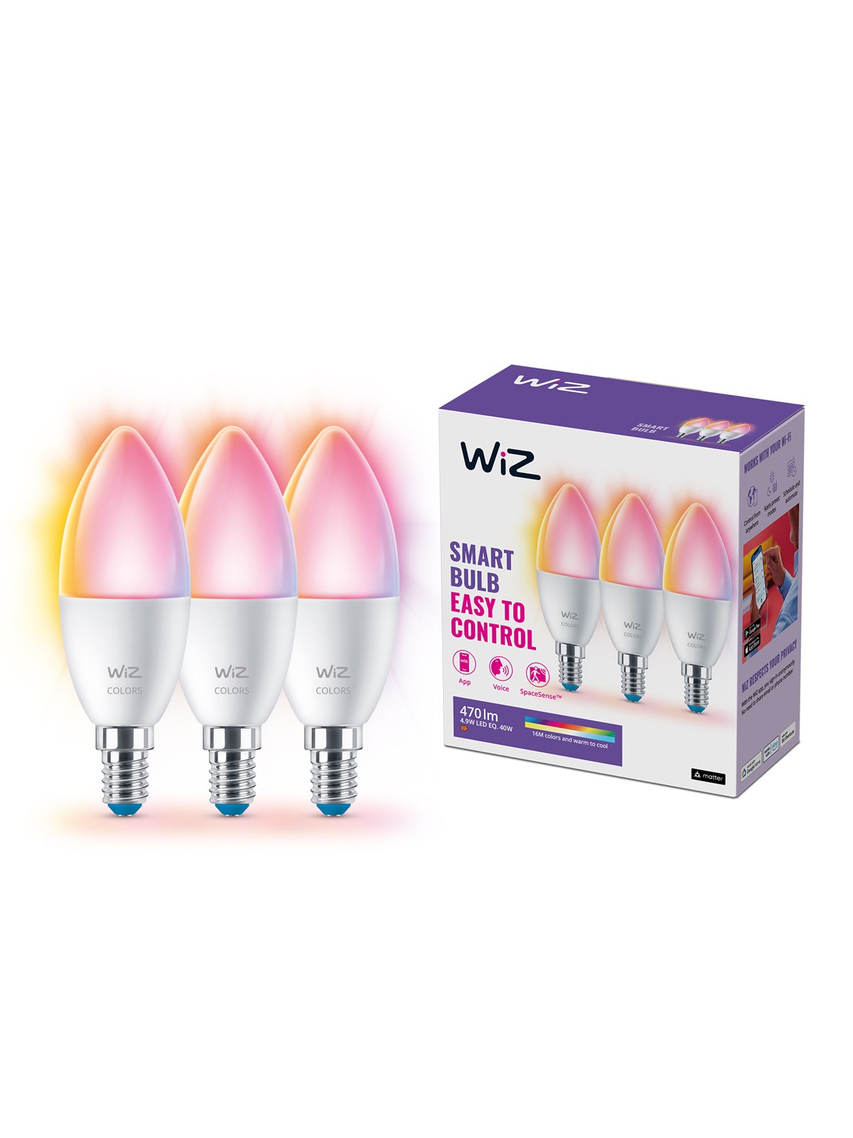 Wiz Colors Kerze E14 C37 - 3er-set - Smart Home - 929002448833