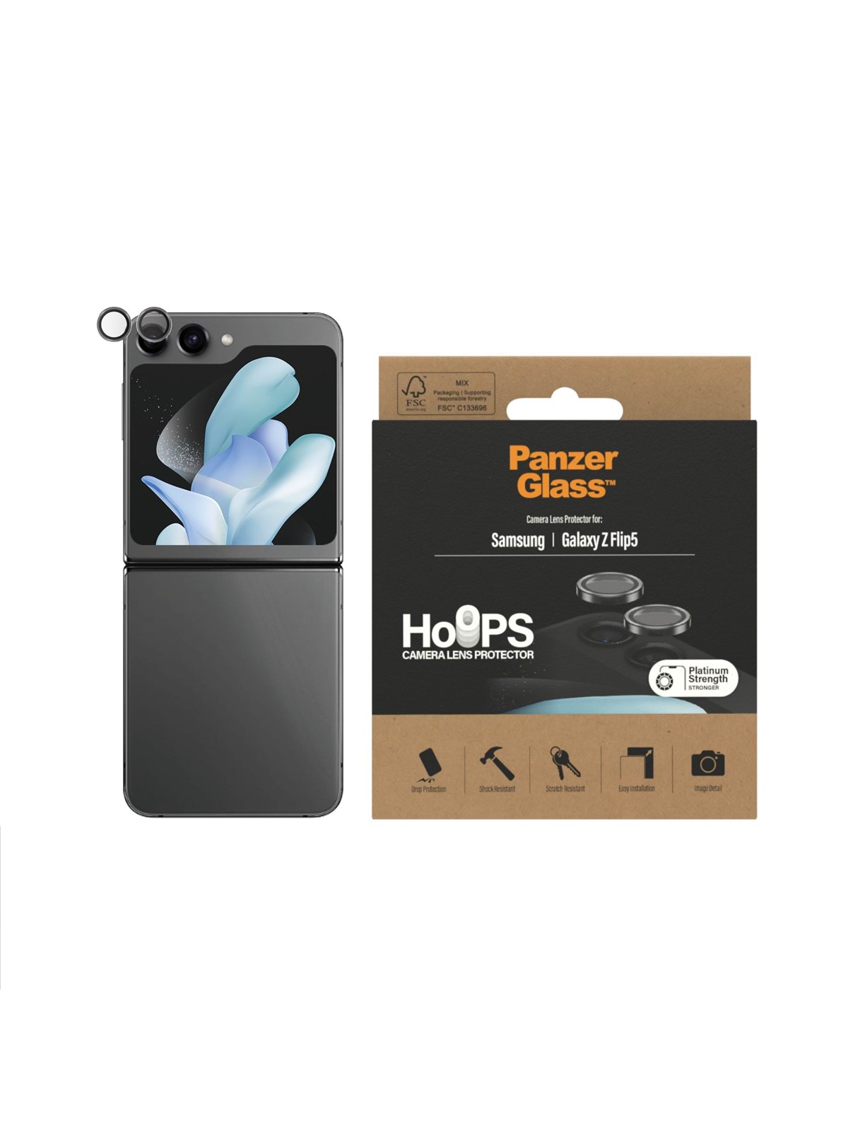 Panzerglass Hoops Camera Lens Protector Galaxy Z Flip 5 | Black - Handys Schutzfolie - Panzer0458