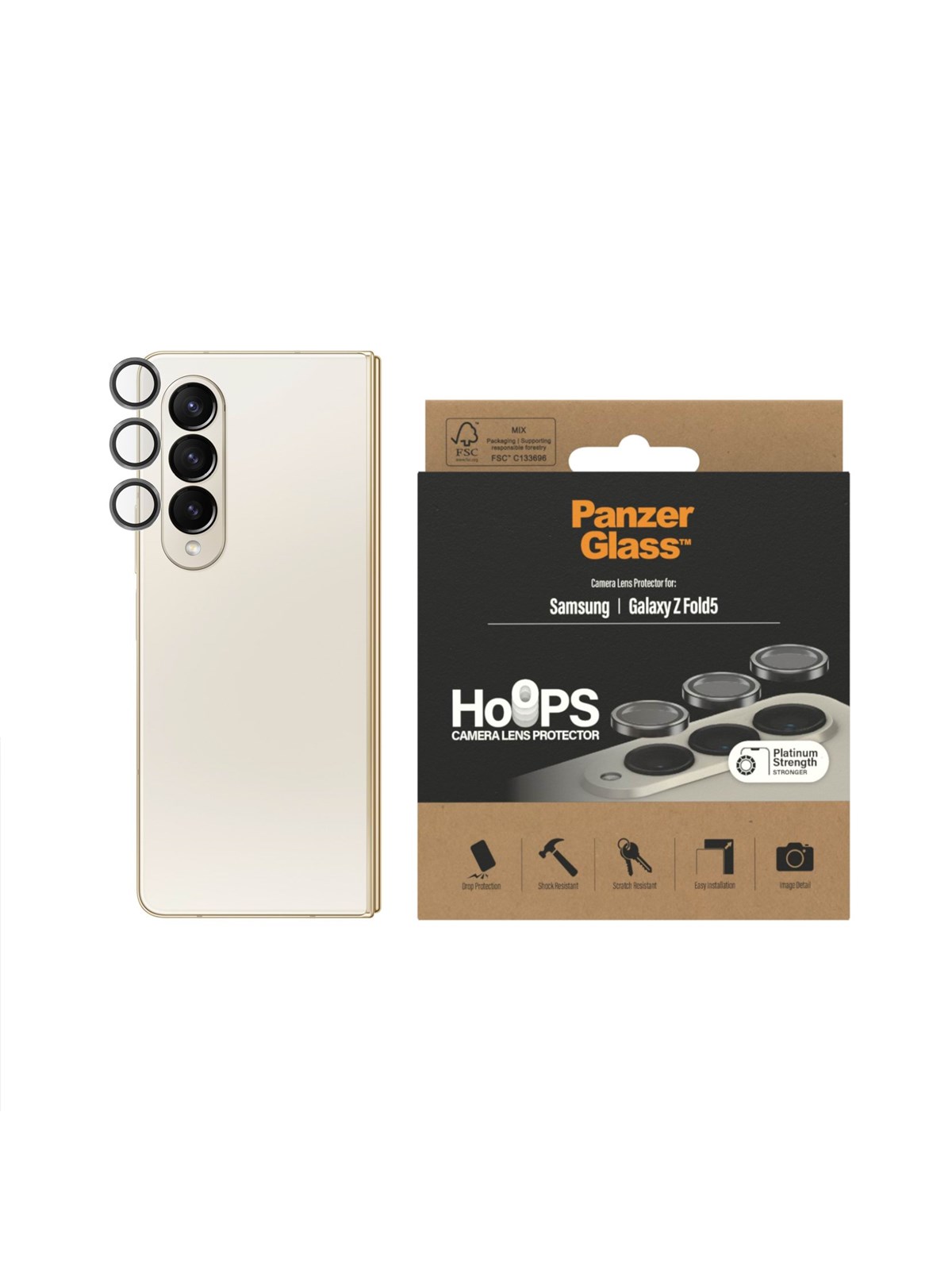 Panzerglass Hoops Camera Lens Protector Samsung Galaxy Z Fold 5 | Black - Handys Schutzfolie - Panzer0457