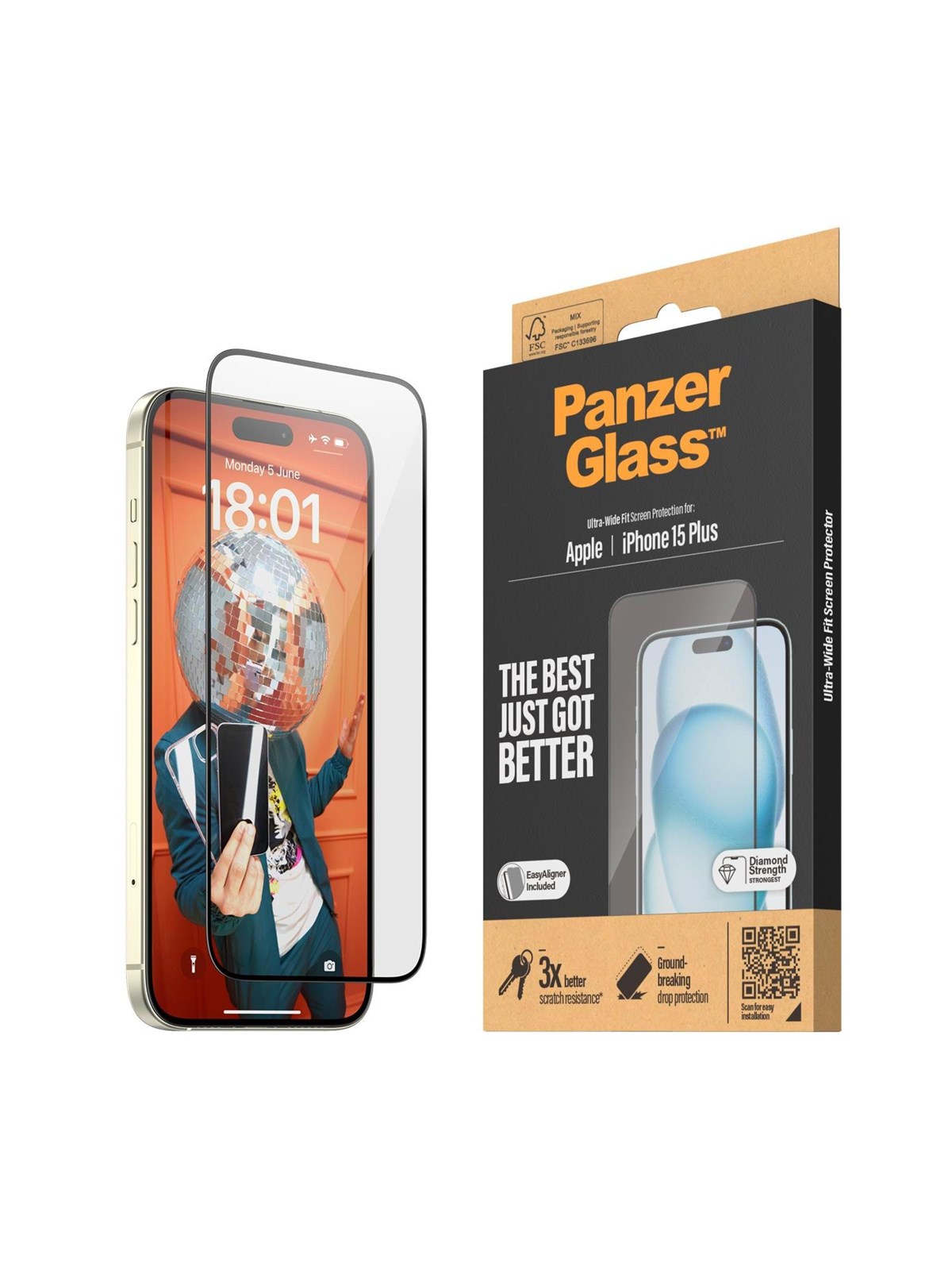 Panzerglass Screen Protector Iphone 15 Plus | Ultra-wide Fit w. Easyaligner - Handys Schutzfolie - Panzer2811