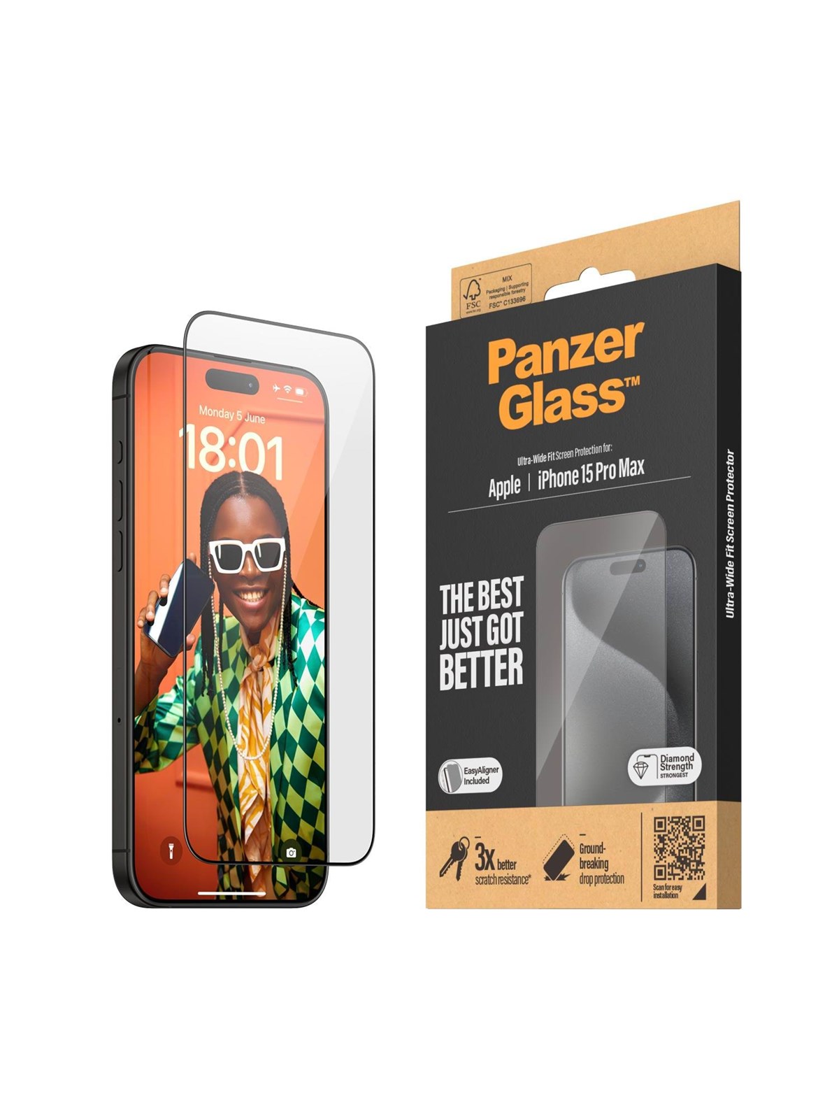 Panzerglass Screen Protector Iphone 15 Pro Max | Ultra-wide Fit w. Easyaligner - Handys Schutzfolie - Panzer2812