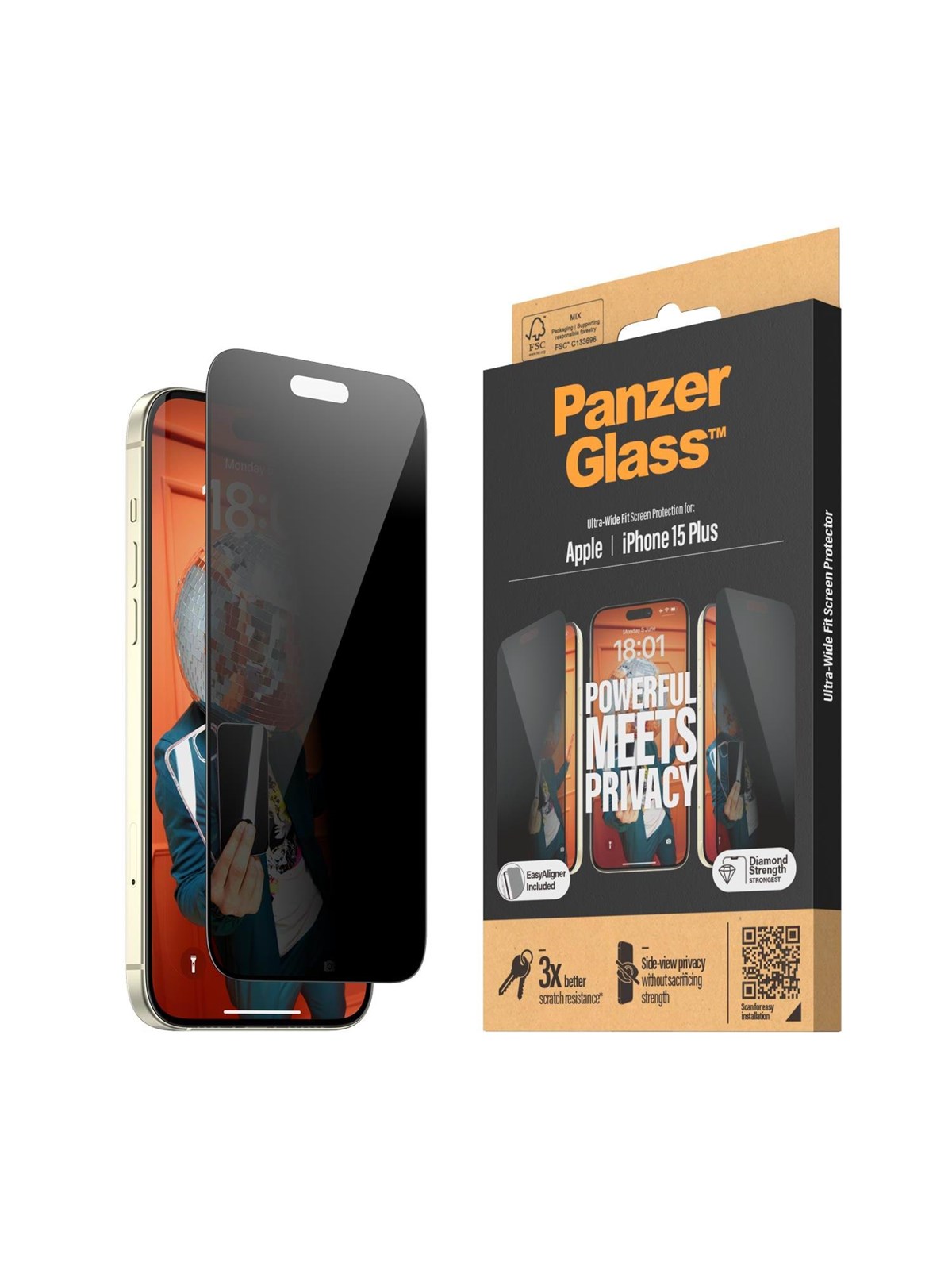 Panzerglass Privacy Screen Protector Iphone 15 Plus | Ultra-wide Fit w. Easyaligner - Handys Schutzfolie - Panzerp2811