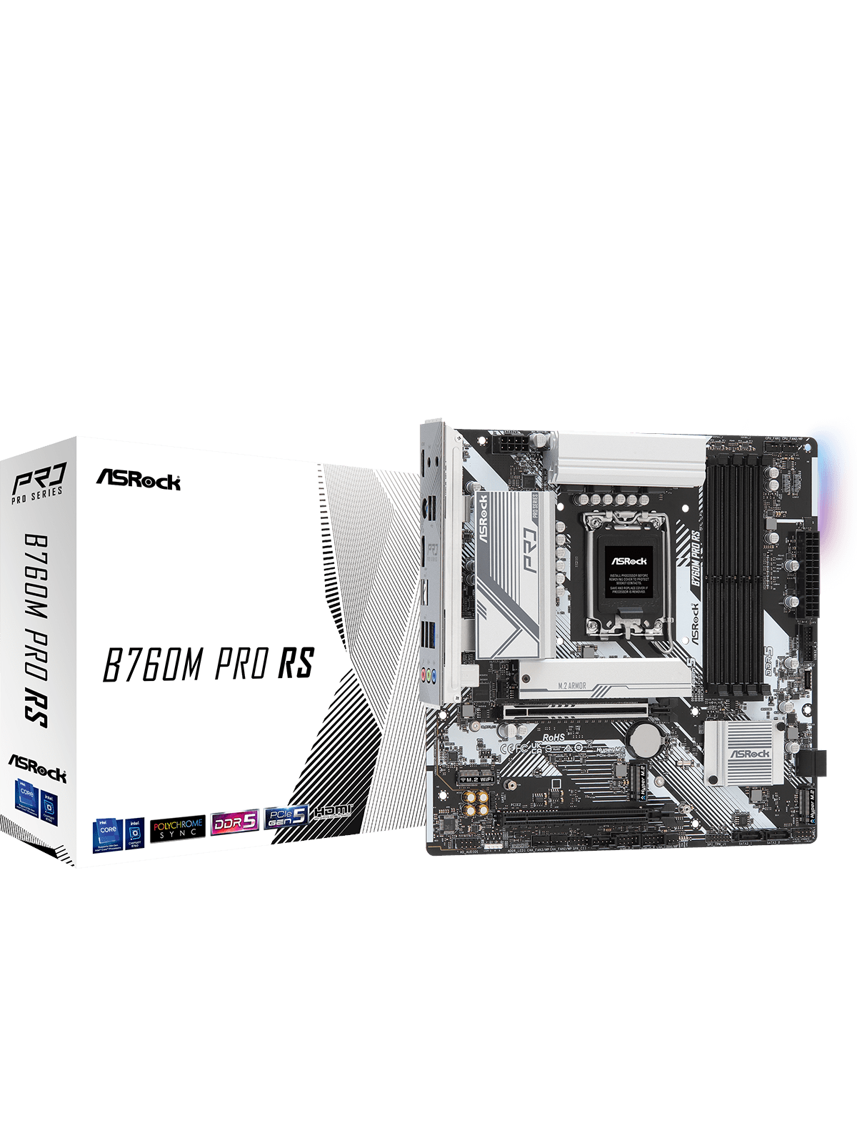 Asrock B760m Pro RS Mainboard - Intel B760 - Intel Lga1700 Socket - Ddr5 Ram - Micro-atx - 90-mxblh0-a0uayz