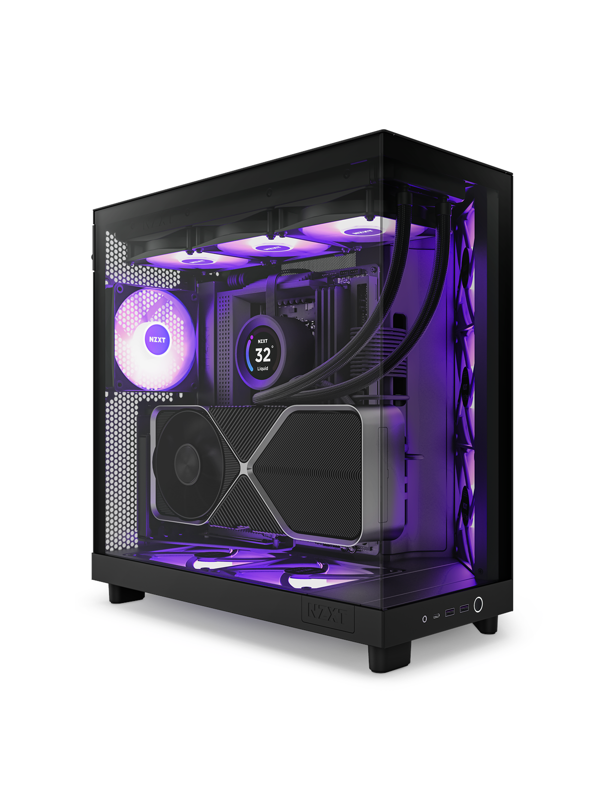 Nzxt H6 Flow Compact Dual Chamber With Rgb - Matte Black - Gehäuse - Miditower - Schwarz - Gehaeuse - Cc-h61fb-r1