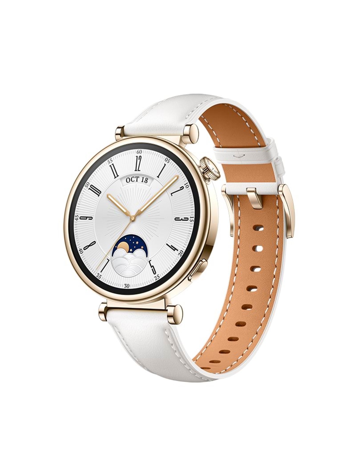 Huawei Watch Gt4 41mm - White Leather - Smartwatches Pulsuhren Sportuhren Schrittzaehler - 55020bjb