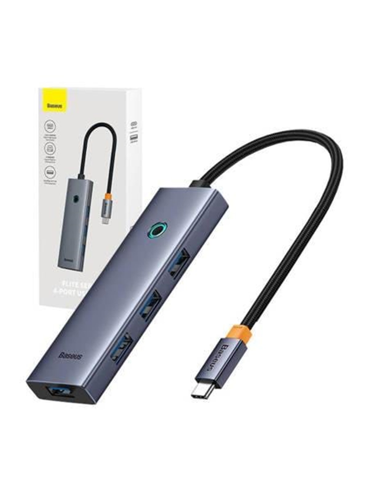 Baseus 4in1 Hub Ultrajoy Usb-c do Usb 3.0 (Space Grey) Usb-hubs - Usb 3.0 - 4 - Grau - Usb Hubs - B0005280a813-03