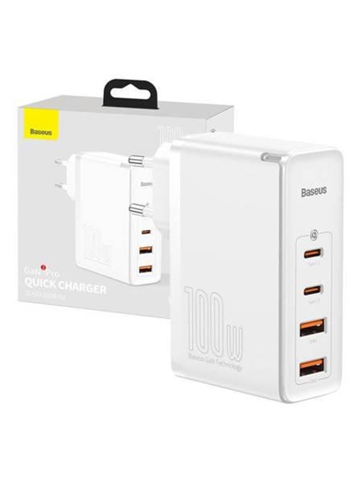 Baseus Travel Charger Gan2 Pro Quick 2x Usb + 2x Usb-c 100w EU (White) - Handys Adapter Und Ladegeraete - Ccgan2p-l02