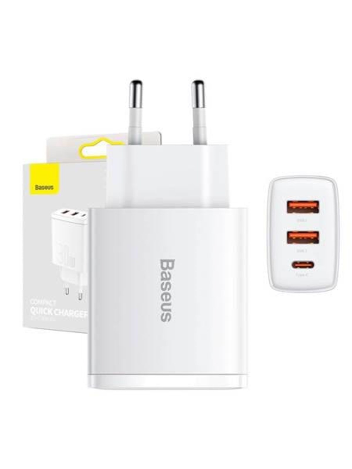 Baseus Compact Quick Charger 2×Usb-a + Usb-c PD 30w 3A - Handys Adapter Und Ladegeraete - Ccxj-e02