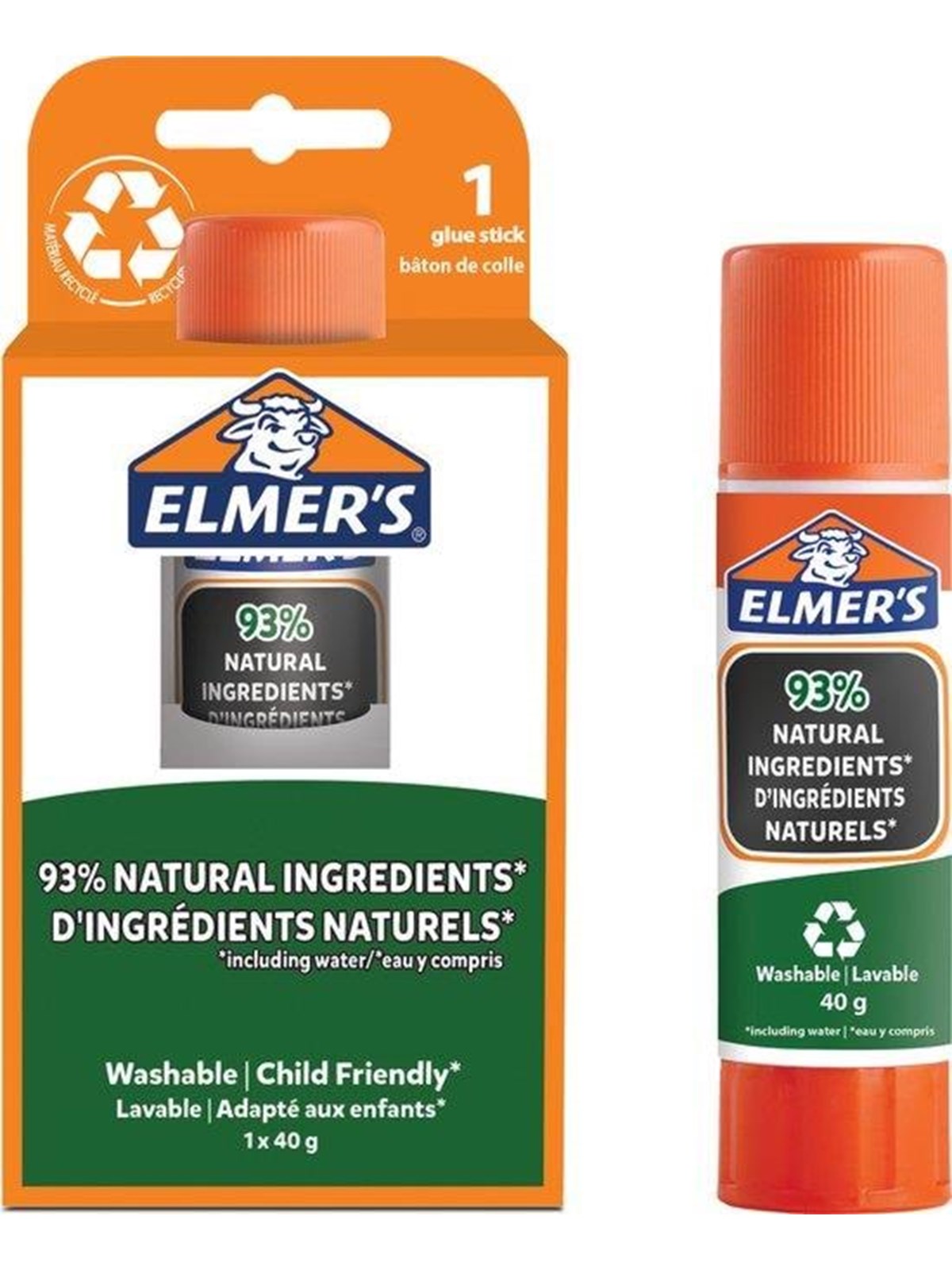 Elmer's Ökologische Klebestifte | 93% Natürliche Inhaltsstoffe | 100% Recyceltes Plastik | 40 g | 1stück - Kreativ Spiele - 2137875