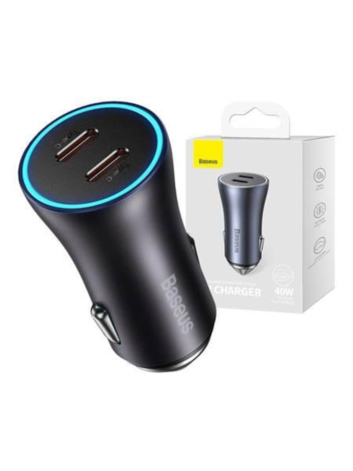 Baseus Golden Contactor Pro Car Charger 2x Usb-c 40w (Dark Gray) - Handys Adapter Und Ladegeraete - Cgjp000013