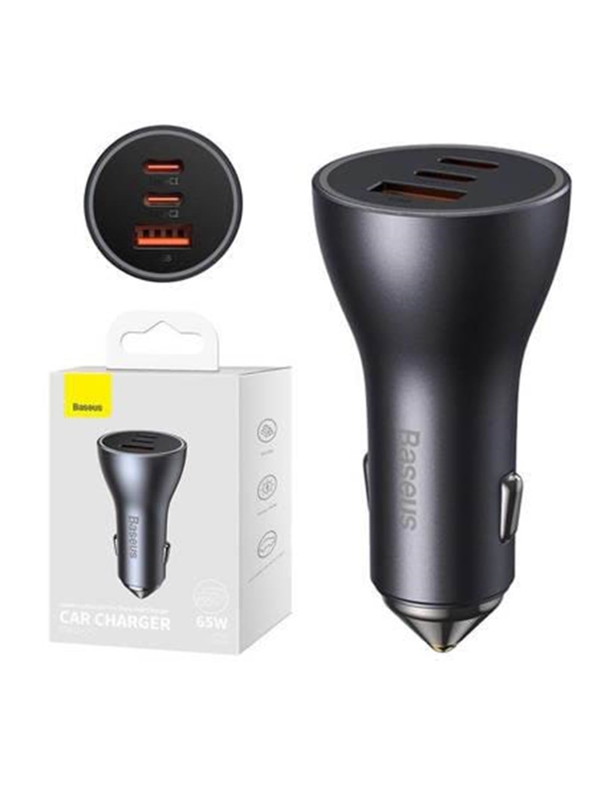 Baseus Car Charger Golden Contactor Pro 2x Usb-c 1x Usb 65w (Grey) - Handys Adapter Und Ladegeraete - Cgjp010013