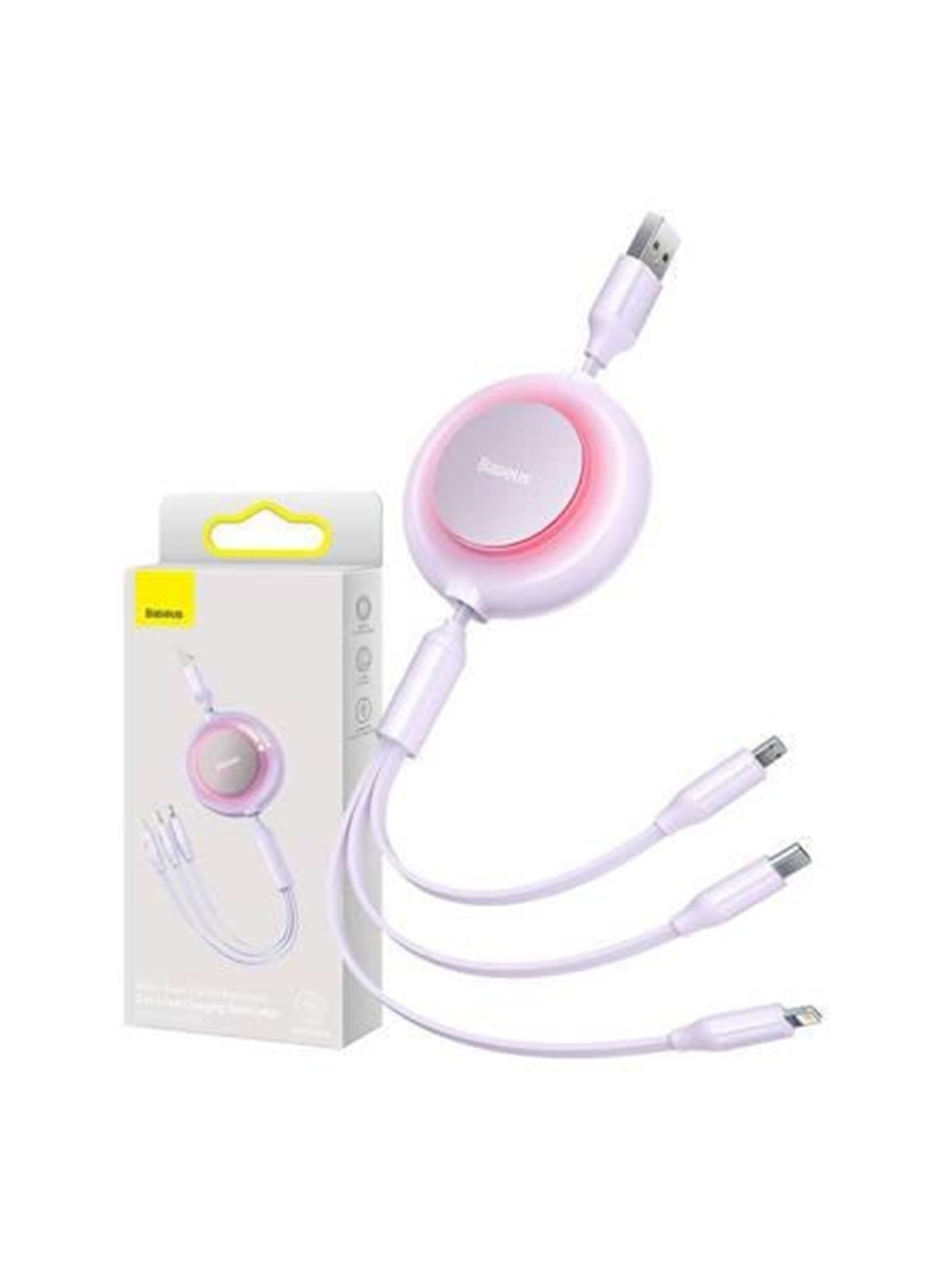 Baseus Bright Mirror 2 3-in-1 Usb 3-in-1 Cable For Micro Usb / Usb-c / Lightning 3.5A 1.1m (Purple) - Usb Kabel - Camj010005