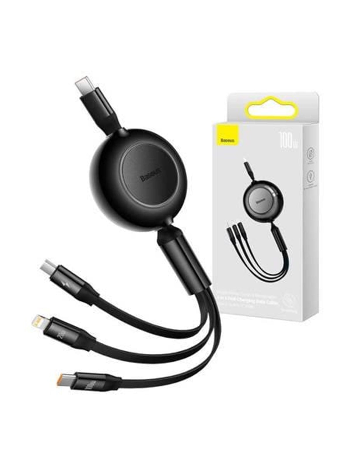 Baseus Bright Mirror 4 Usb-c 3-in-1 Cable For Micro Usb / Usb-c / Lightning 100w / 3.5A 1.1m (Black) - Usb Kabel - Camj010201