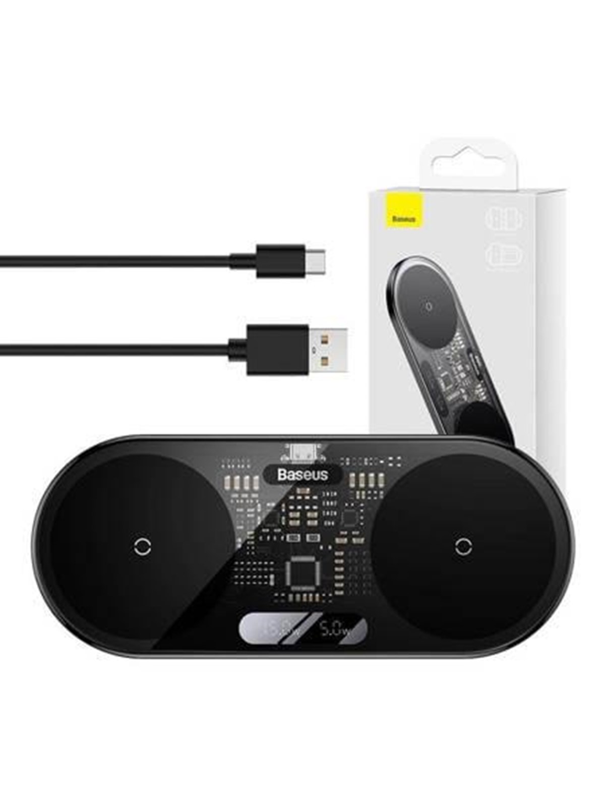 Baseus Dual Qi Wireless Charger Digital Led Display 20w - Handys Adapter Und Ladegeraete - Wxsx010101