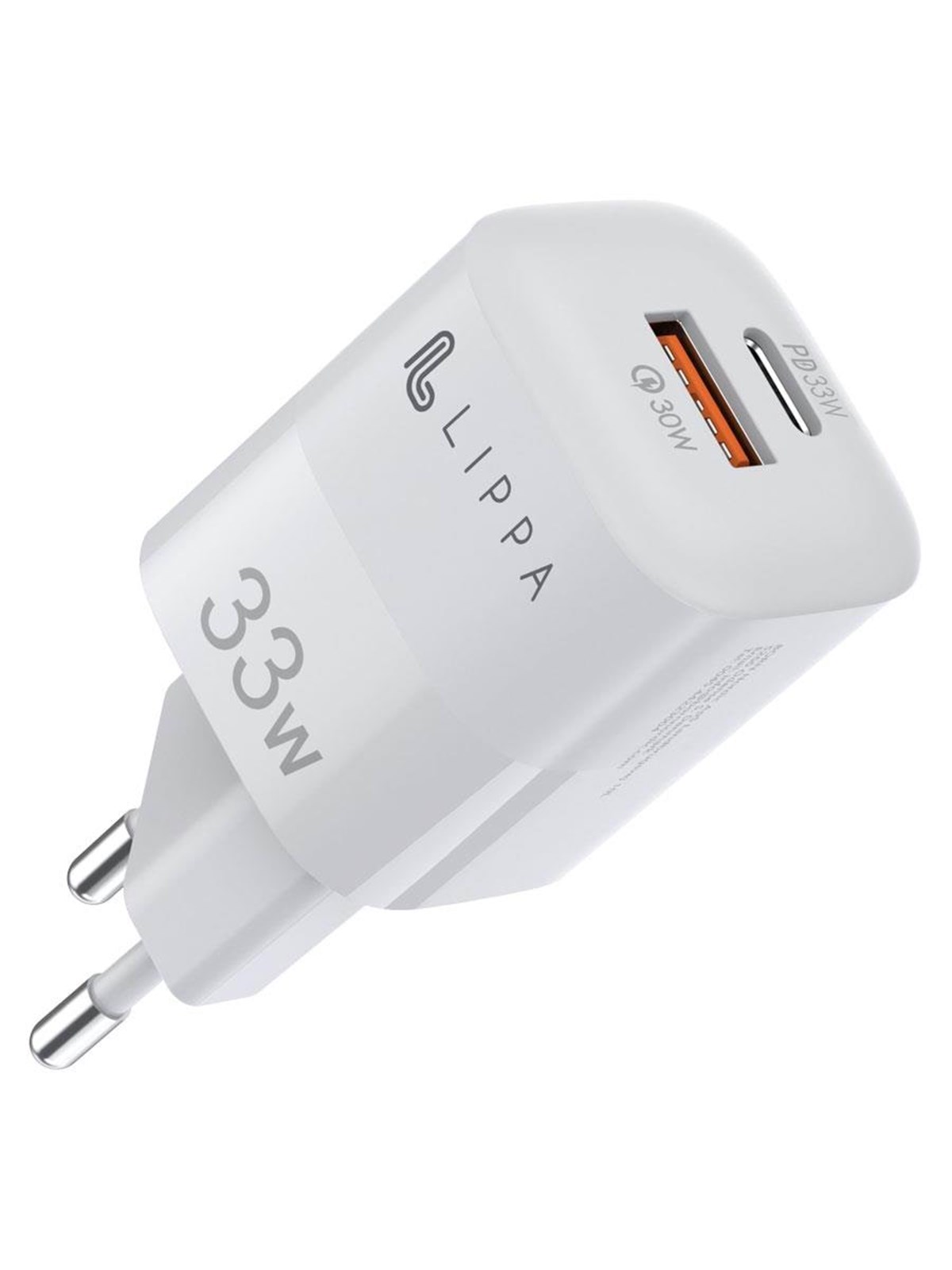 Lippa 33w Usb-c PD & Usb-a QC Gan Wall Charger - White - Handys Adapter Und Ladegeraete - Lpwc5006