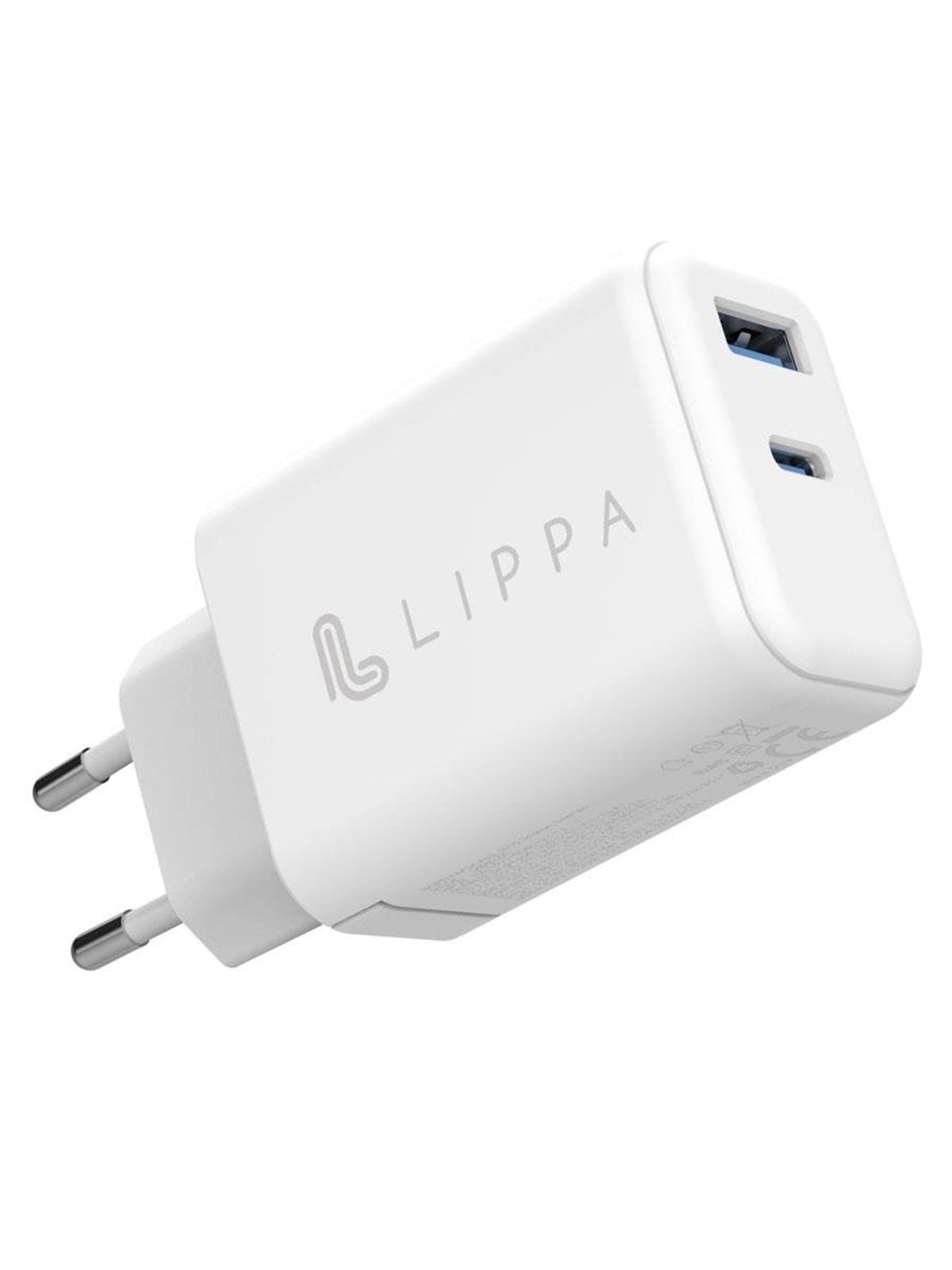 Lippa 65w Usb-c PD & Usb-a QC Gan Wall Charger - White - Handys Adapter Und Ladegeraete - Lpwc65w