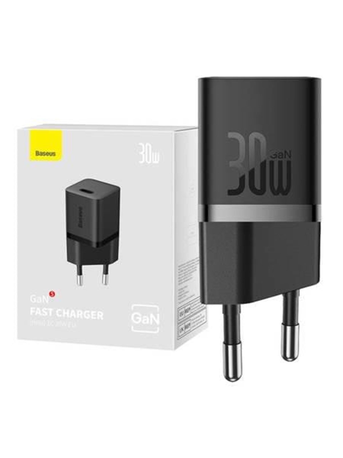Baseus Mini Wall Charger Gan5 30w (Black) - Usb Kabel - Ccgn070401