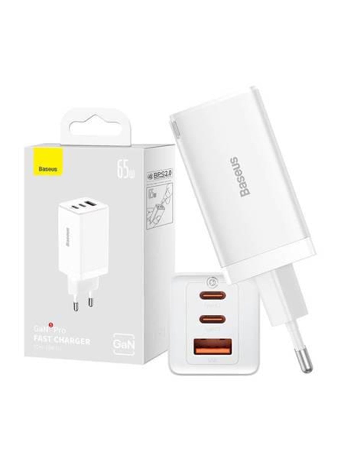 Baseus Wall Charger Gan5 Pro 2xusb-c + Usb 65w (White) - Handys Adapter Und Ladegeraete - Ccgp120202