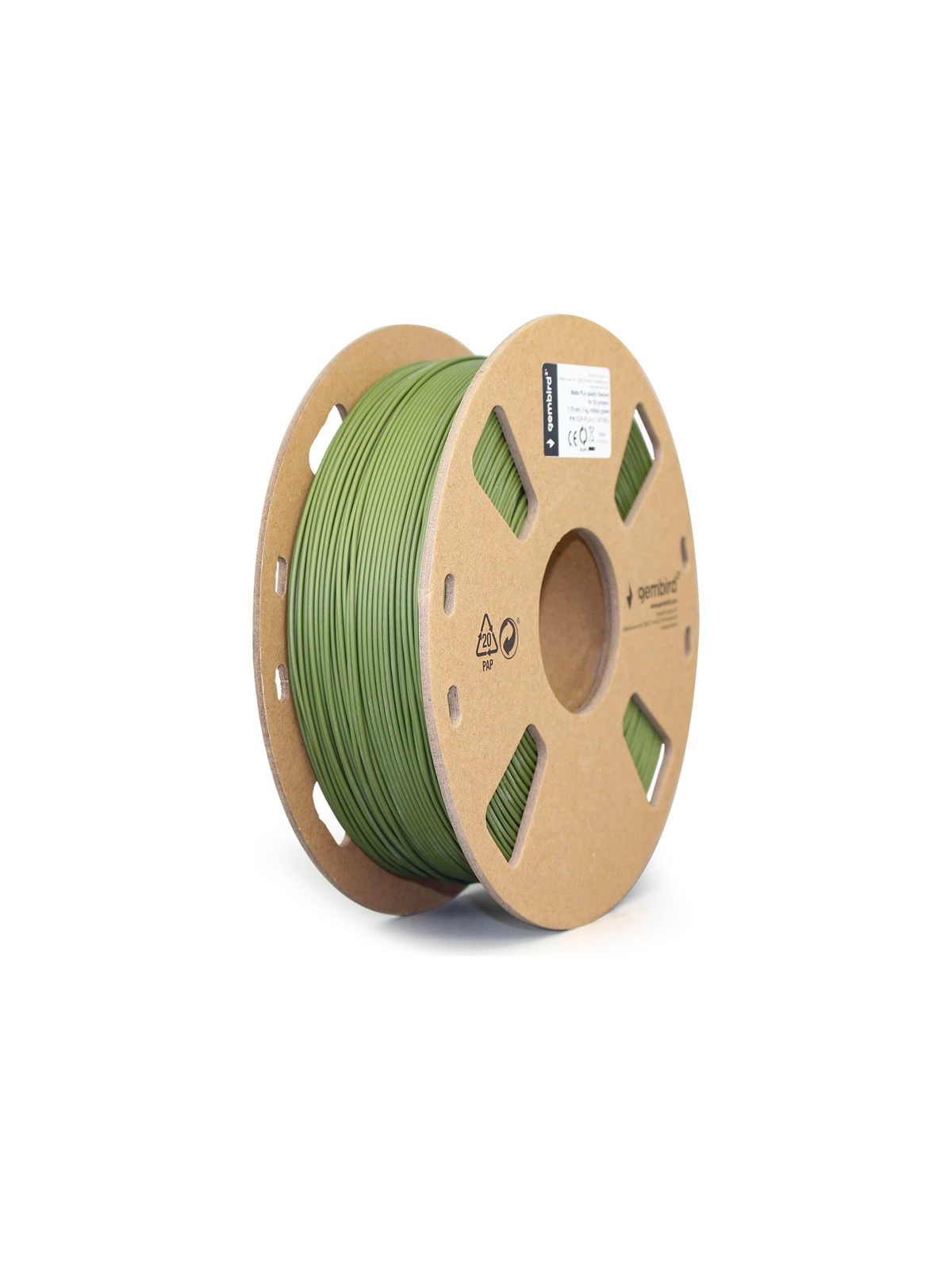 Gembird Pla Matt Filament - Green - 1.75mm ø - 1 kg - Filament 3D Drucker - 3dp-pla-01-mtmg