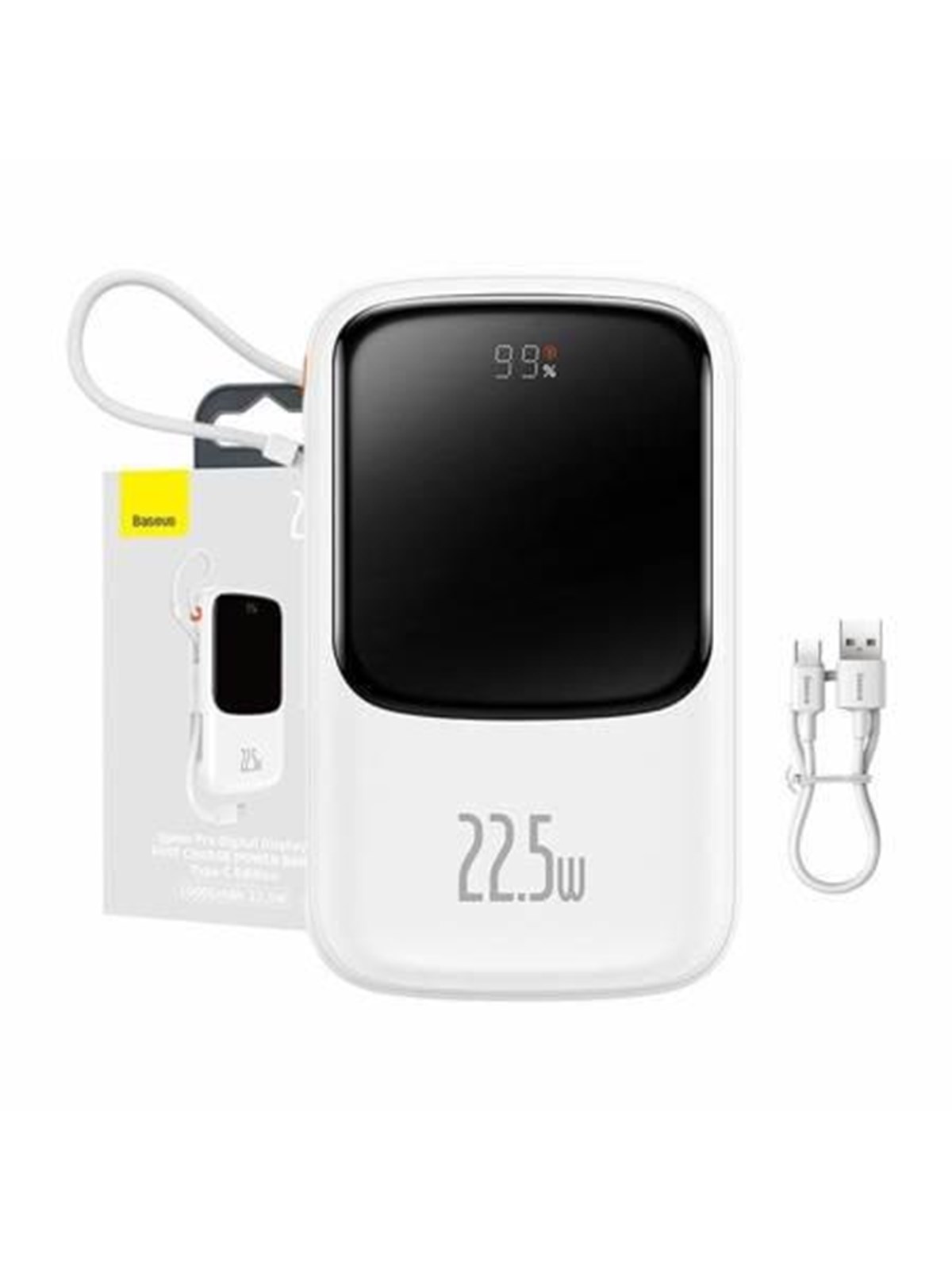 Baseus Powerbank Qpow Pro With Cable 10000mah 22.5W (White) Powerbank (Akku) - Weiß - 10000 Mah - Powerbank Akku - Ppqd060102