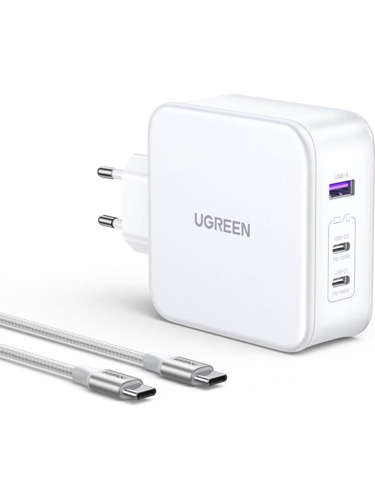 Ugreen Nexode Gan 140w Triple Usb Charger - White - Handys Adapter Und Ladegeraete - 15339