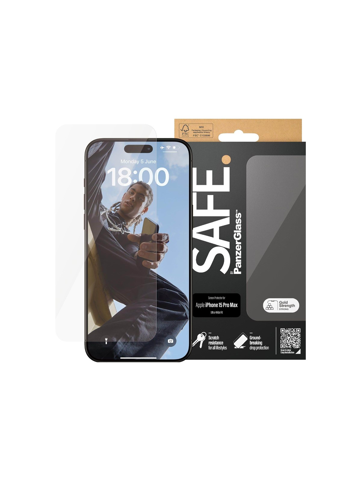 Safe by Panzerglass Screen Protector Iphone 15 Pro Max | Ultra-wide Fit - Handys Schutzfolie - Safe95537
