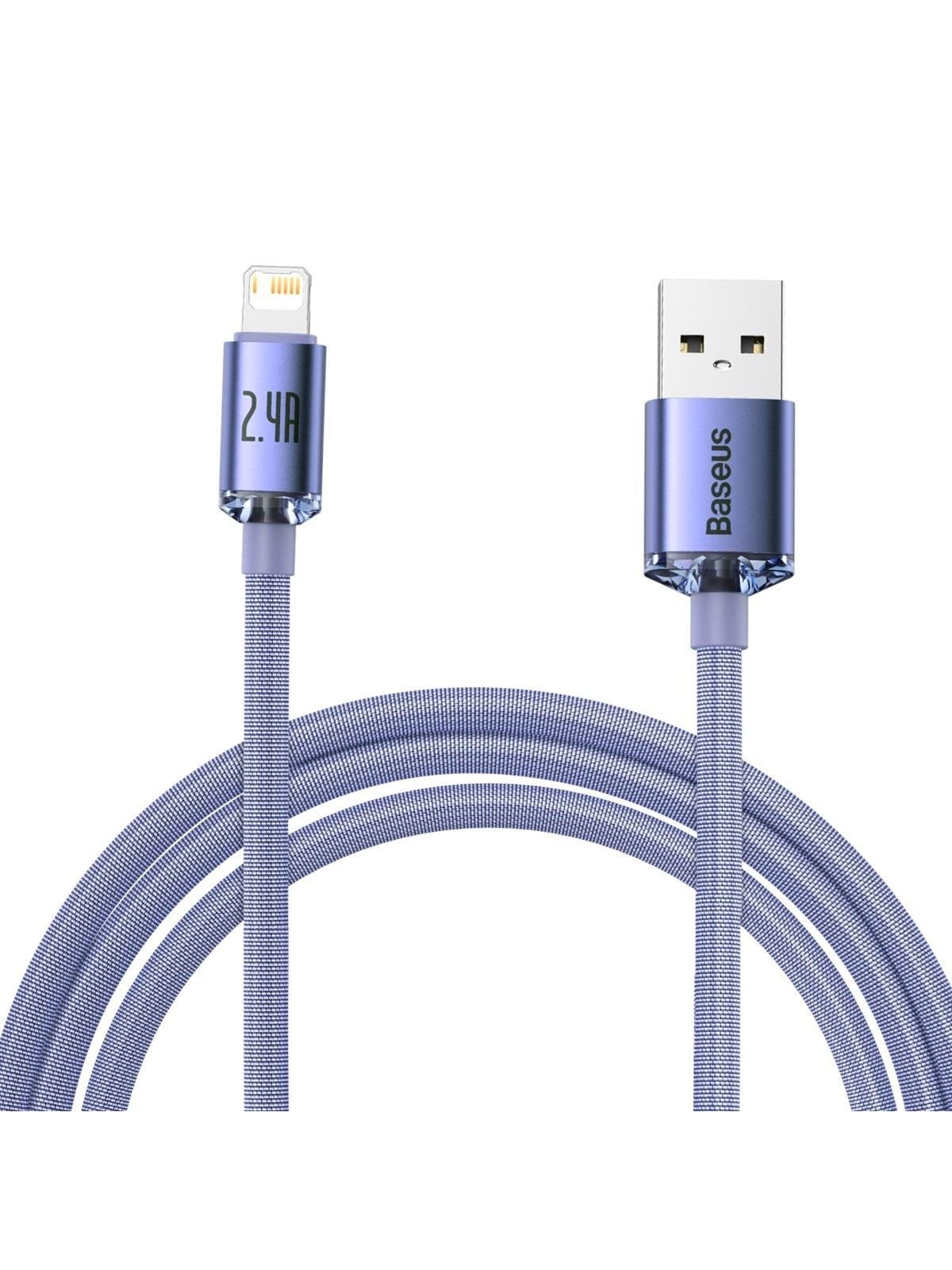 Baseus Crystal Shine Cable Usb to Lightning 2.4A 2m (Purple) - Usb Kabel - Cajy000105