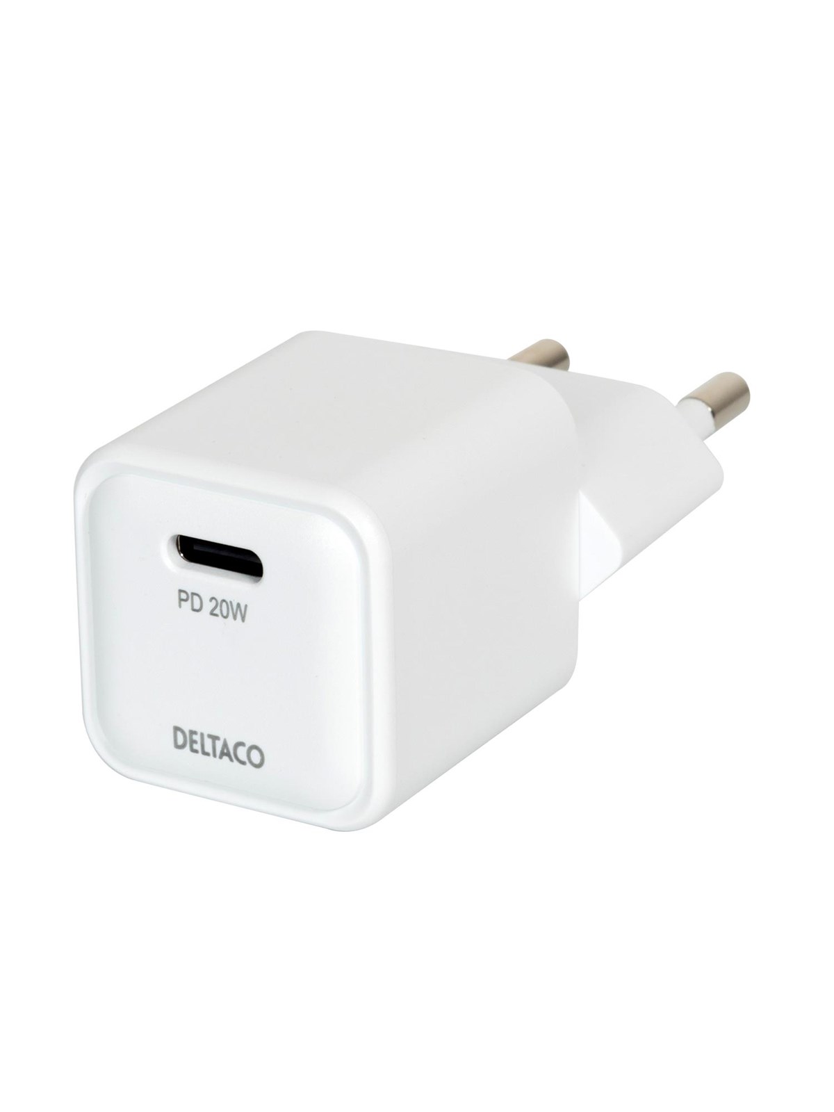 Deltaco Usb-c Mini Wall Charger 1x Usb-c PD 20 W White - Handys Adapter Und Ladegeraete - Usbc-ac150