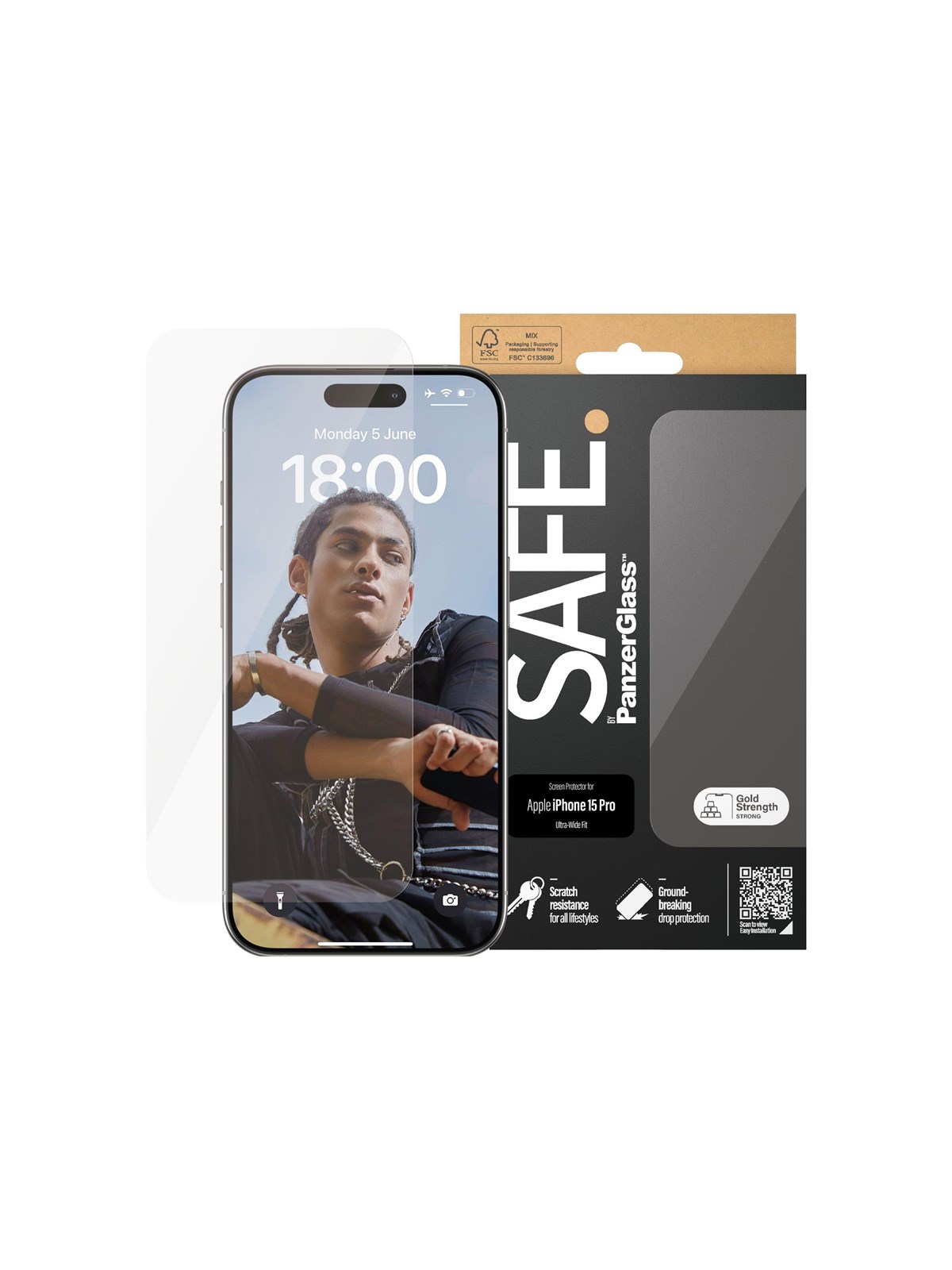 Safe by Panzerglass Screen Protector Iphone 15 Pro | Ultra-wide Fit - Handys Schutzfolie - Safe95535