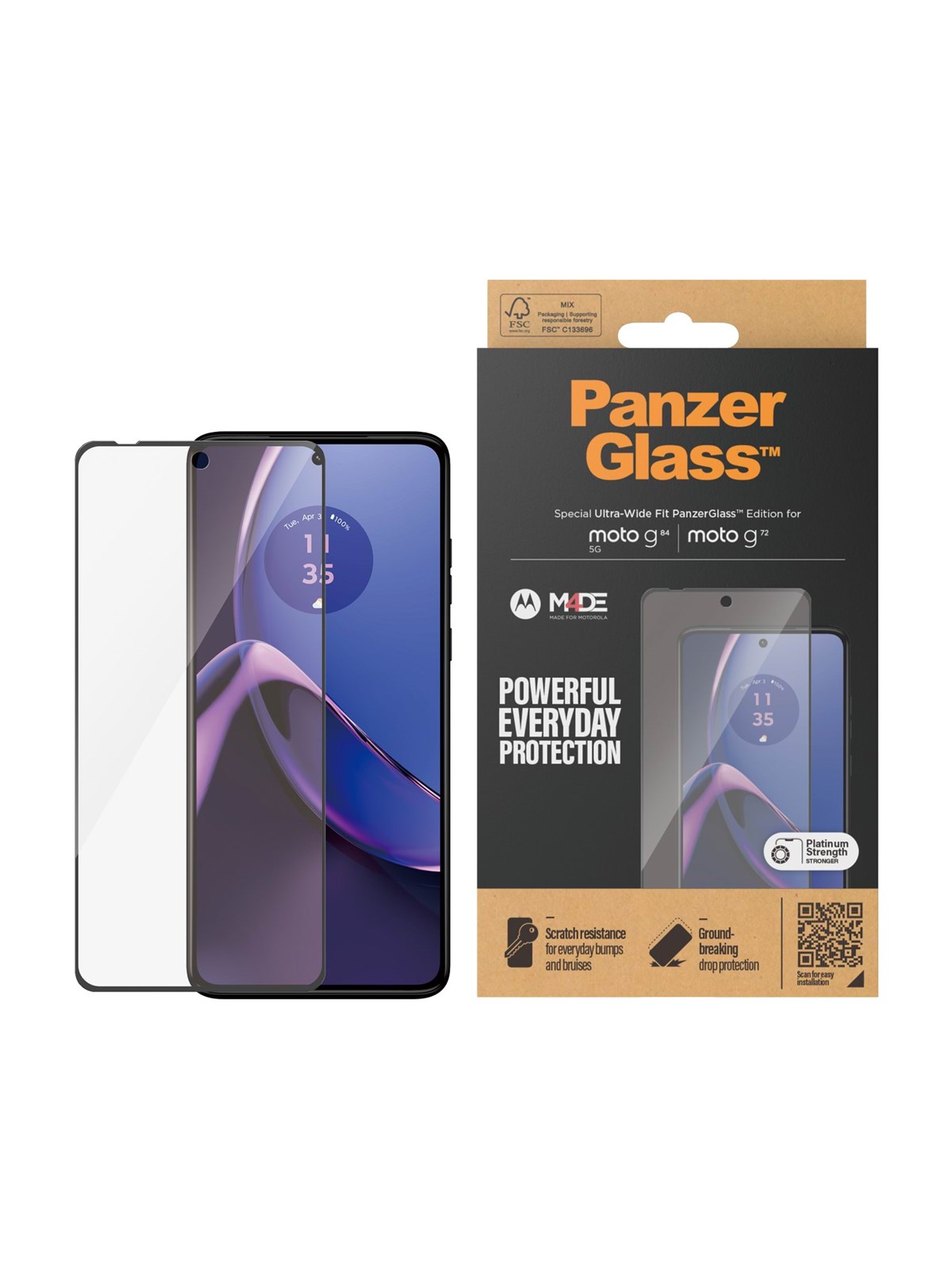 Panzerglass Screen Protector Motorola Moto G84 | G72 | Ultra-wide Fit - Handys Schutzfolie - Panzer6582