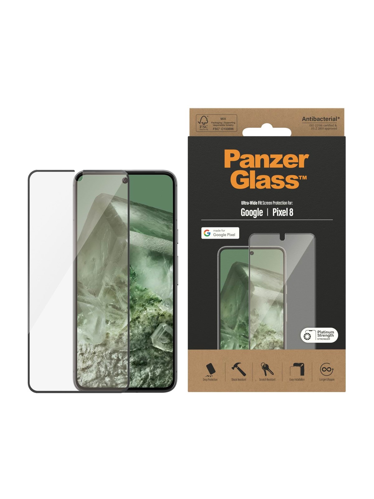 Panzerglass Screen Protector Google Pixel 8 | Ultra-wide Fit - Handys Schutzfolie - Panzer4779