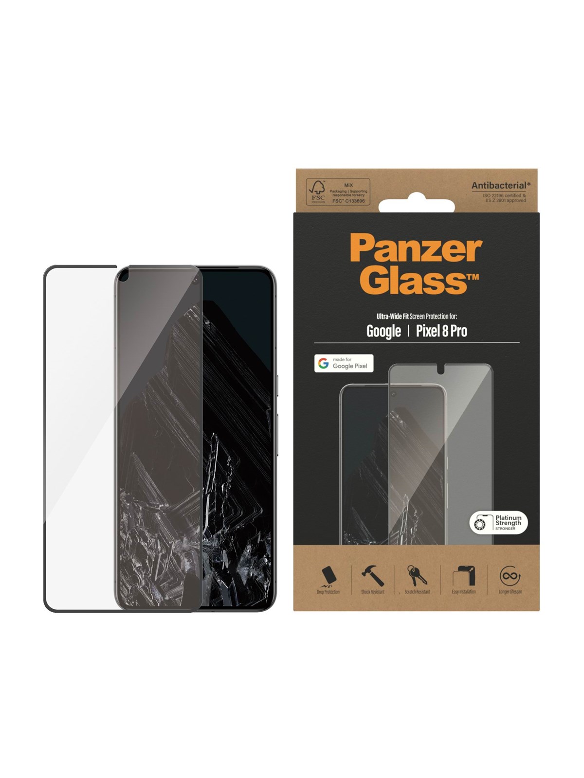 Panzerglass Screen Protector Google Pixel 8 Pro | Ultra-wide Fit - Handys Schutzfolie - Panzer4781